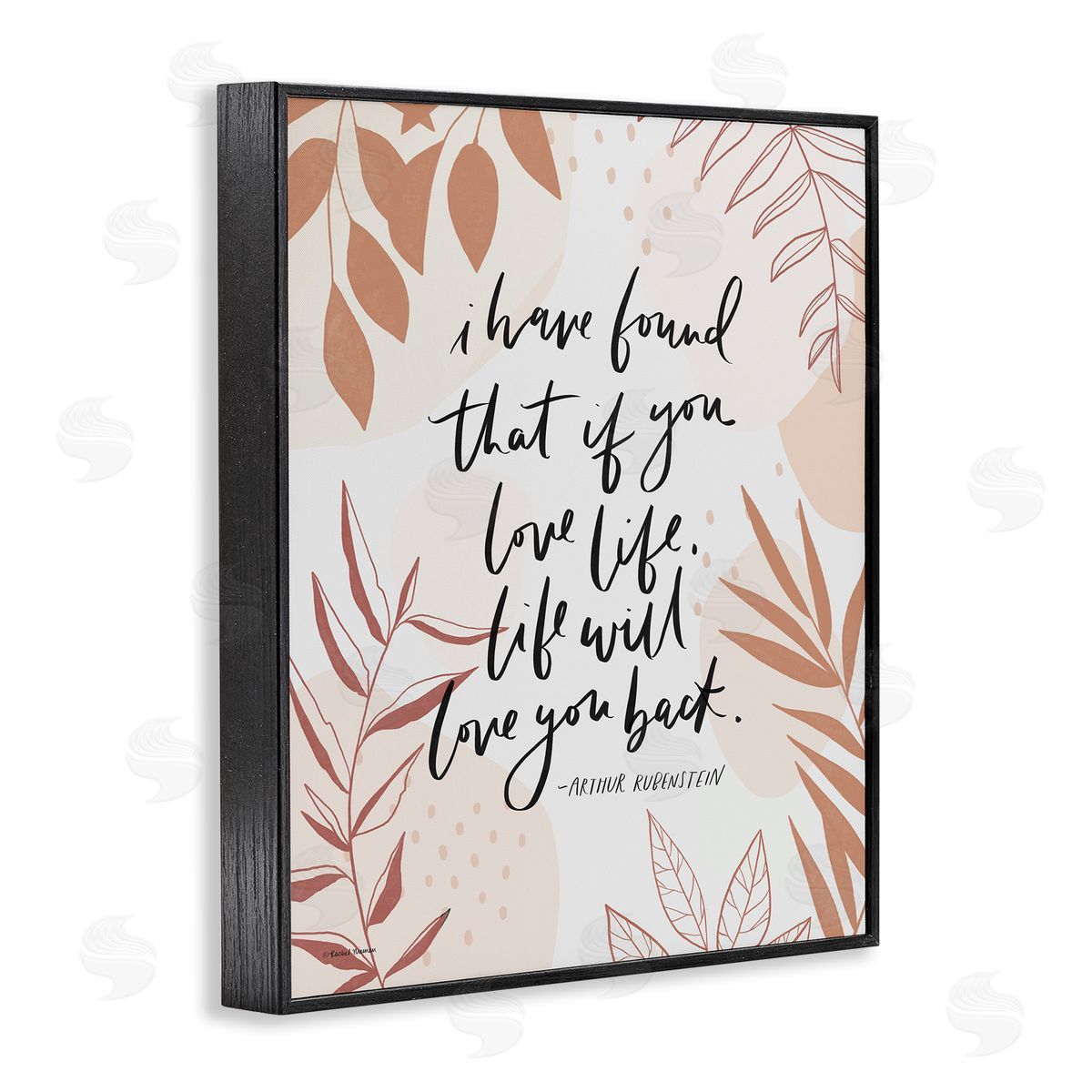 Rachel Nieman Meaningful Love Life Calligraphy Botanical Patterned  Black Framed Giclee Wall Art Print