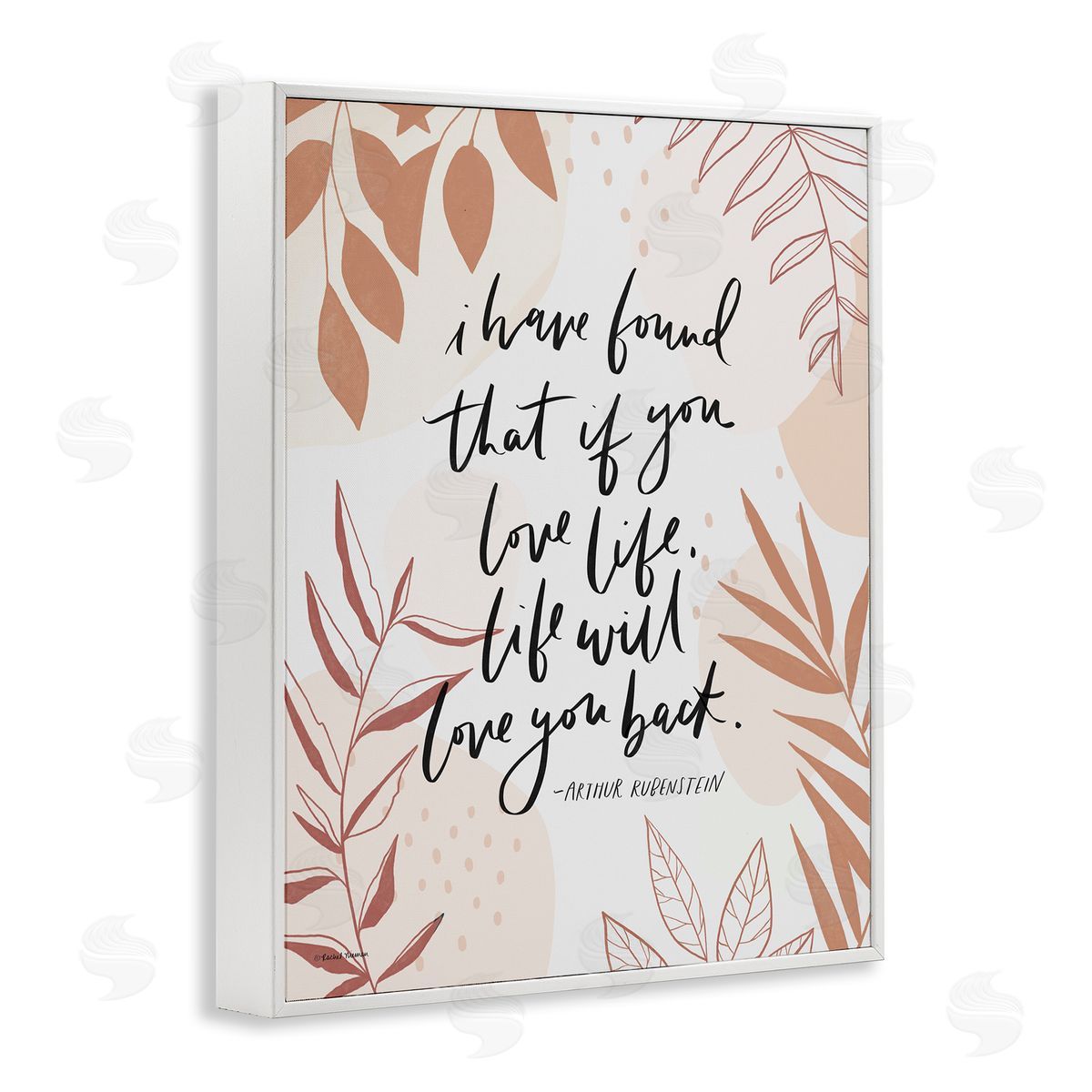 Rachel Nieman Meaningful Love Life Calligraphy Botanical Patterned  White Framed Giclee Wall Art Print