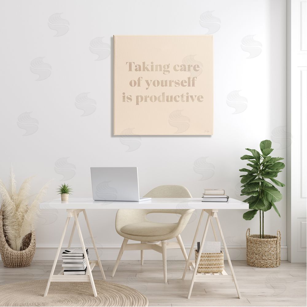 Yass Naffas Designs Taking Care Of Yourself Comforting Motivational Phrase  Canvas Wall Art in Room