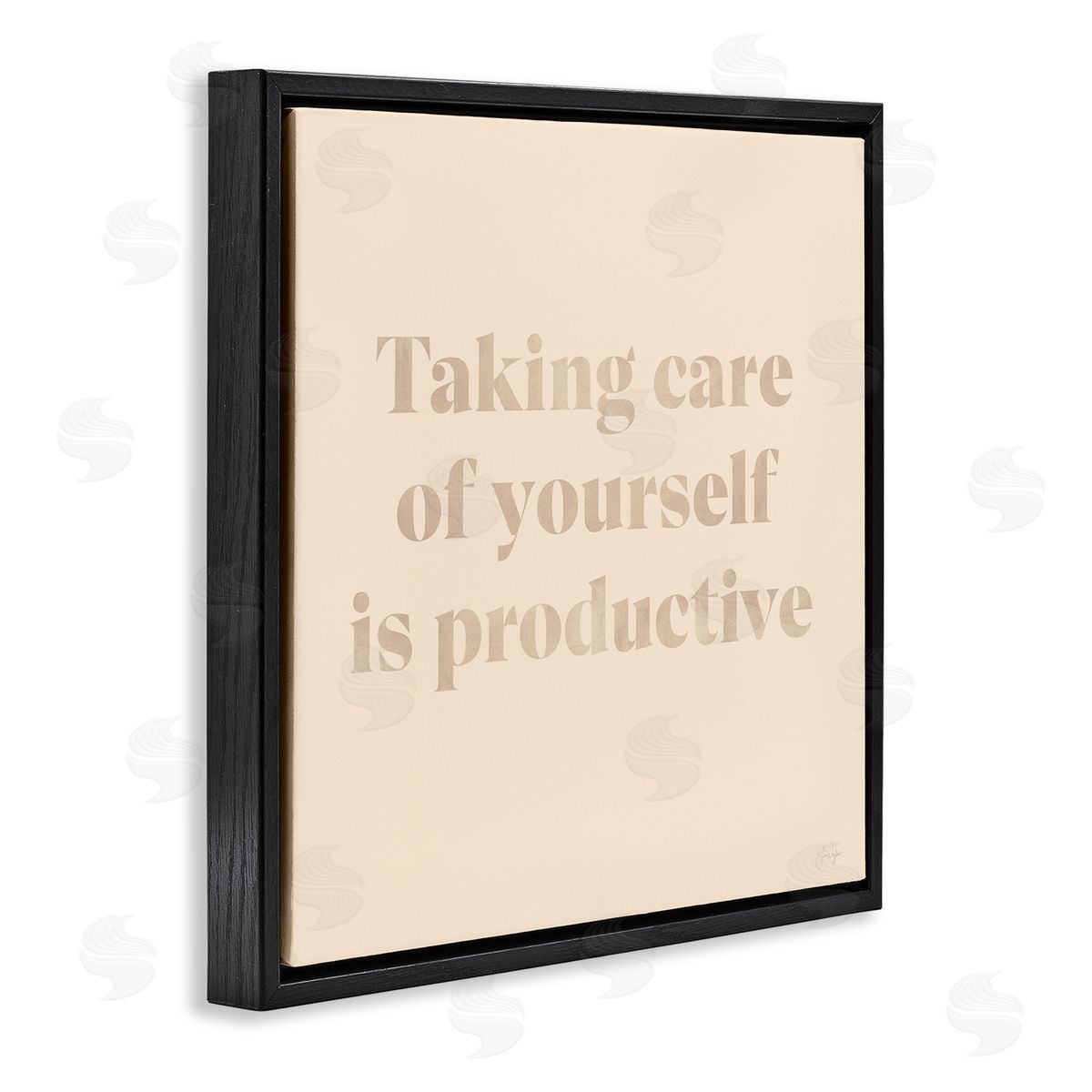 Yass Naffas Designs Taking Care Of Yourself Comforting Motivational Phrase  Black Floating Frame Canvas Wall Art Print
