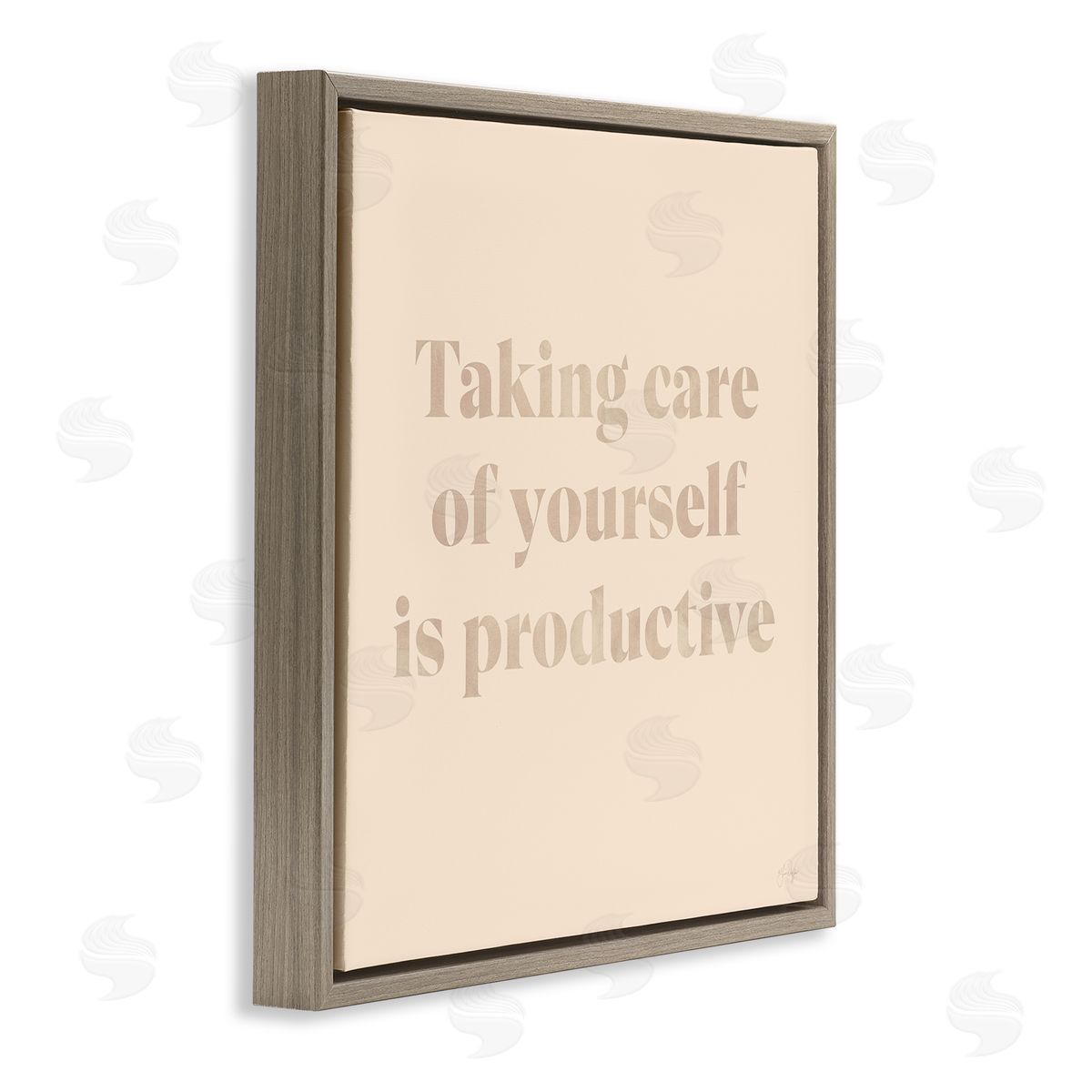 Yass Naffas Designs Taking Care Of Yourself Comforting Motivational Phrase  Brown Floating Frame Canvas Wall Art Print