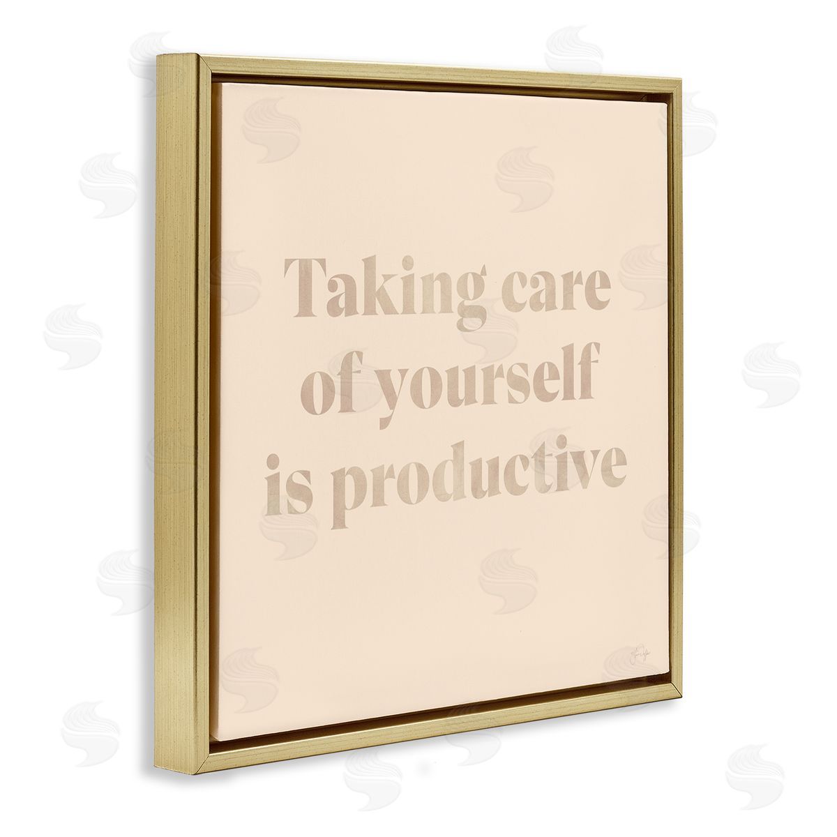 Yass Naffas Designs Taking Care Of Yourself Comforting Motivational Phrase  Gold Floating Frame Canvas Wall Art Print