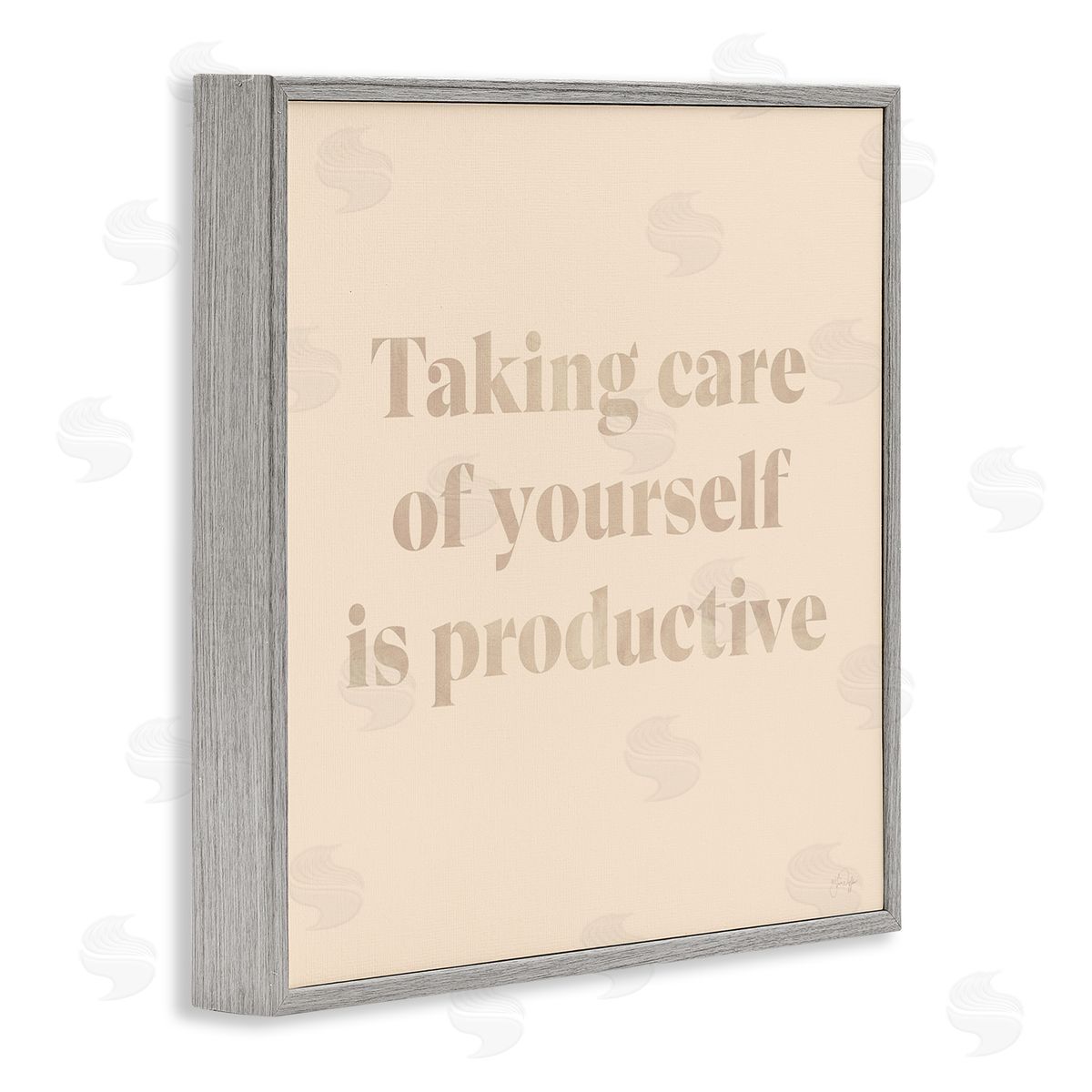 Yass Naffas Designs Taking Care Of Yourself Comforting Motivational Phrase  Gray Framed Glicee Wall Art Print