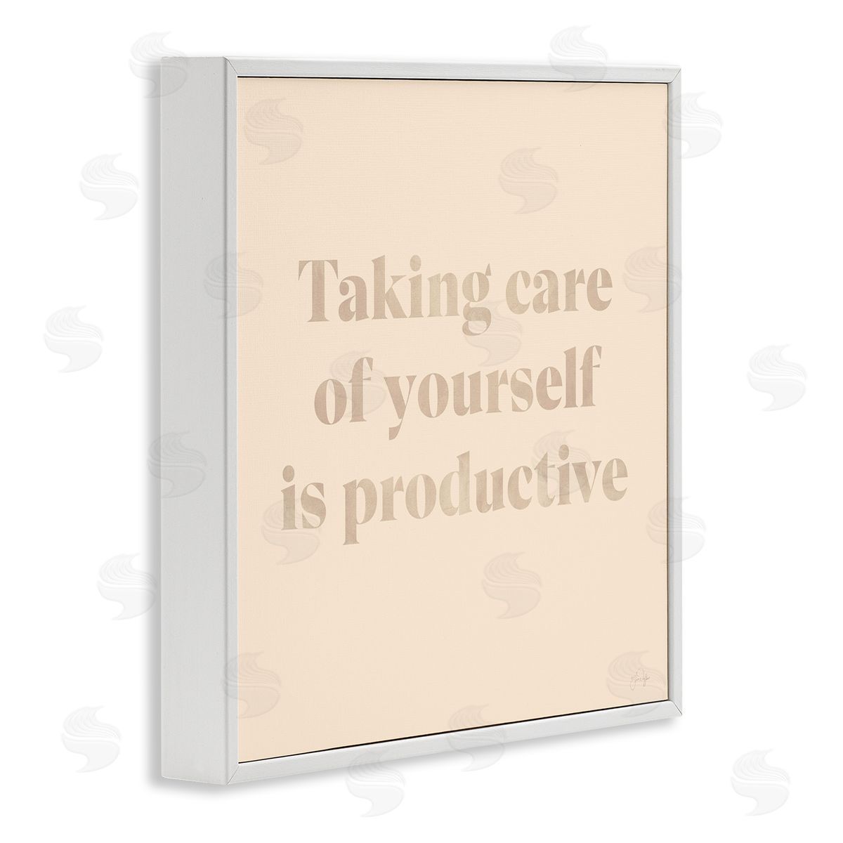 Yass Naffas Designs Taking Care Of Yourself Comforting Motivational Phrase  White Framed Glicee Wall Art Print