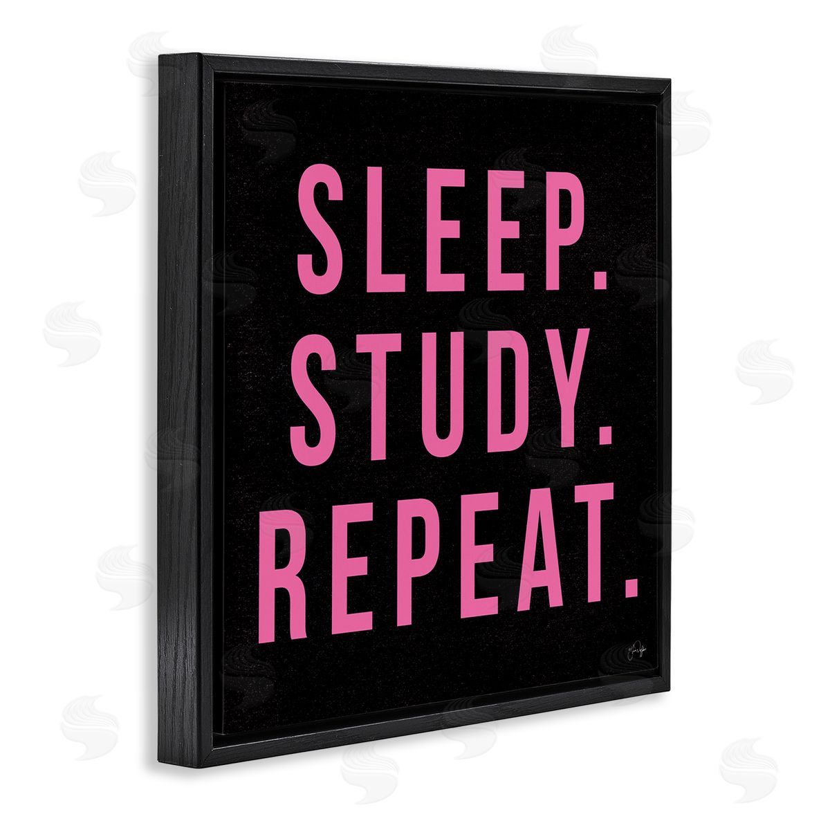 Yass Naffas Designs Sleep Study Repeat Black & Pink Student Typography  Black Floating Frame Canvas Wall Art Print