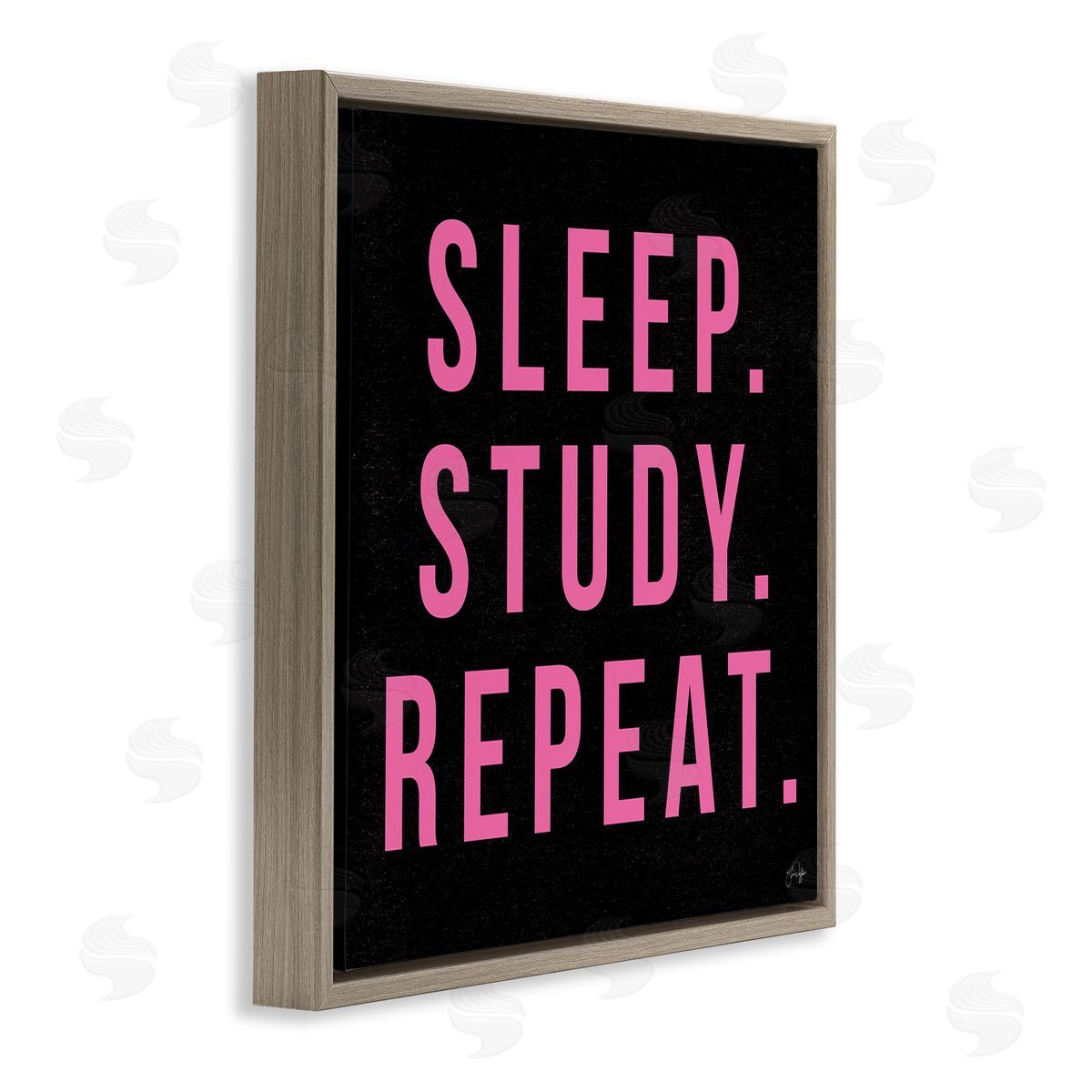 Yass Naffas Designs Sleep Study Repeat Black & Pink Student Typography  Brown Floating Frame Canvas Wall Art Print