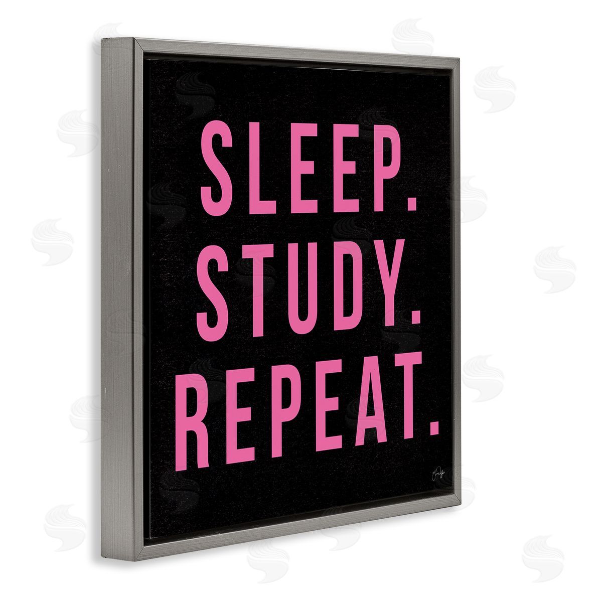 Yass Naffas Designs Sleep Study Repeat Black & Pink Student Typography  Gray Floating Frame Canvas Wall Art Print