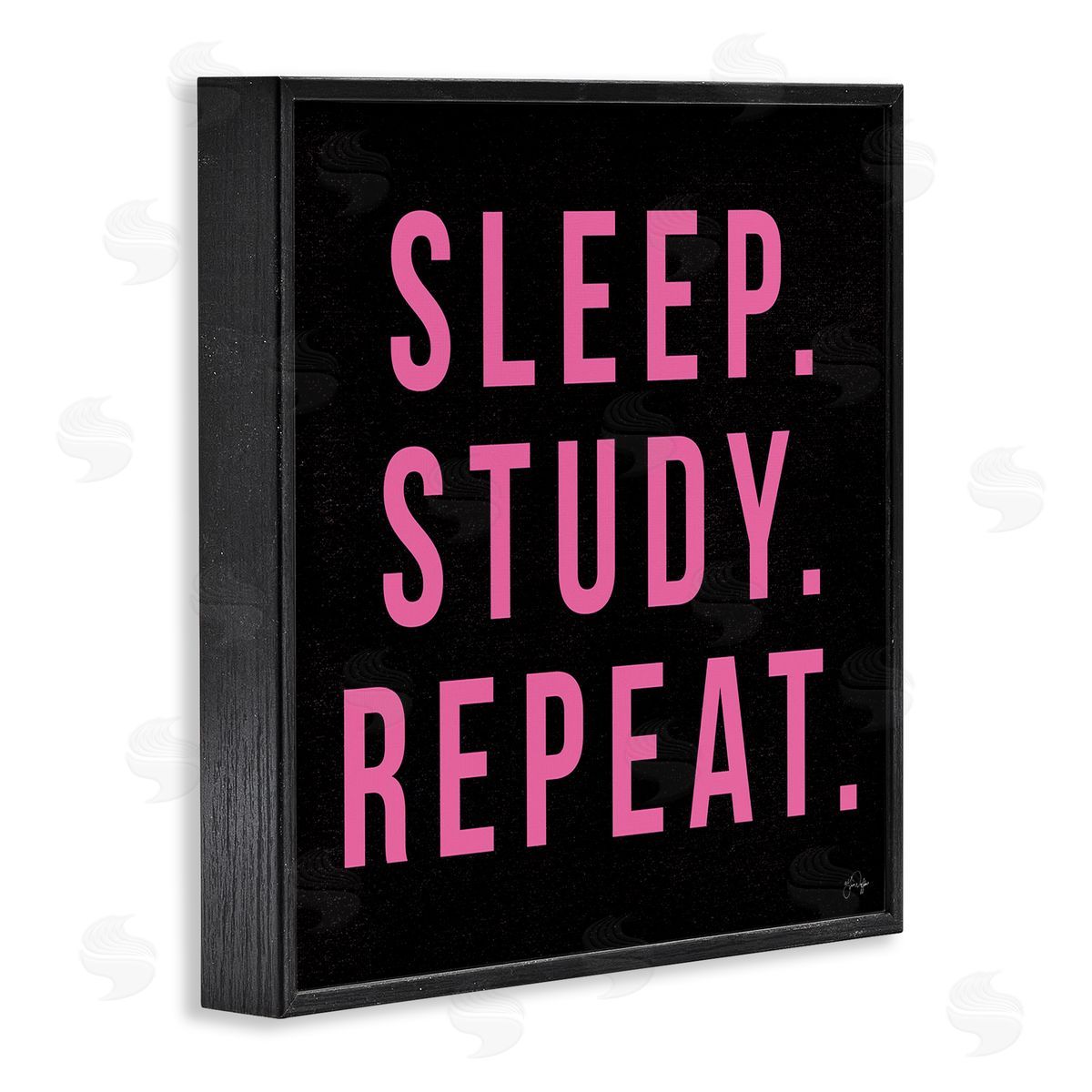 Yass Naffas Designs Sleep Study Repeat Black & Pink Student Typography  Black Framed Glicee Wall Art Print