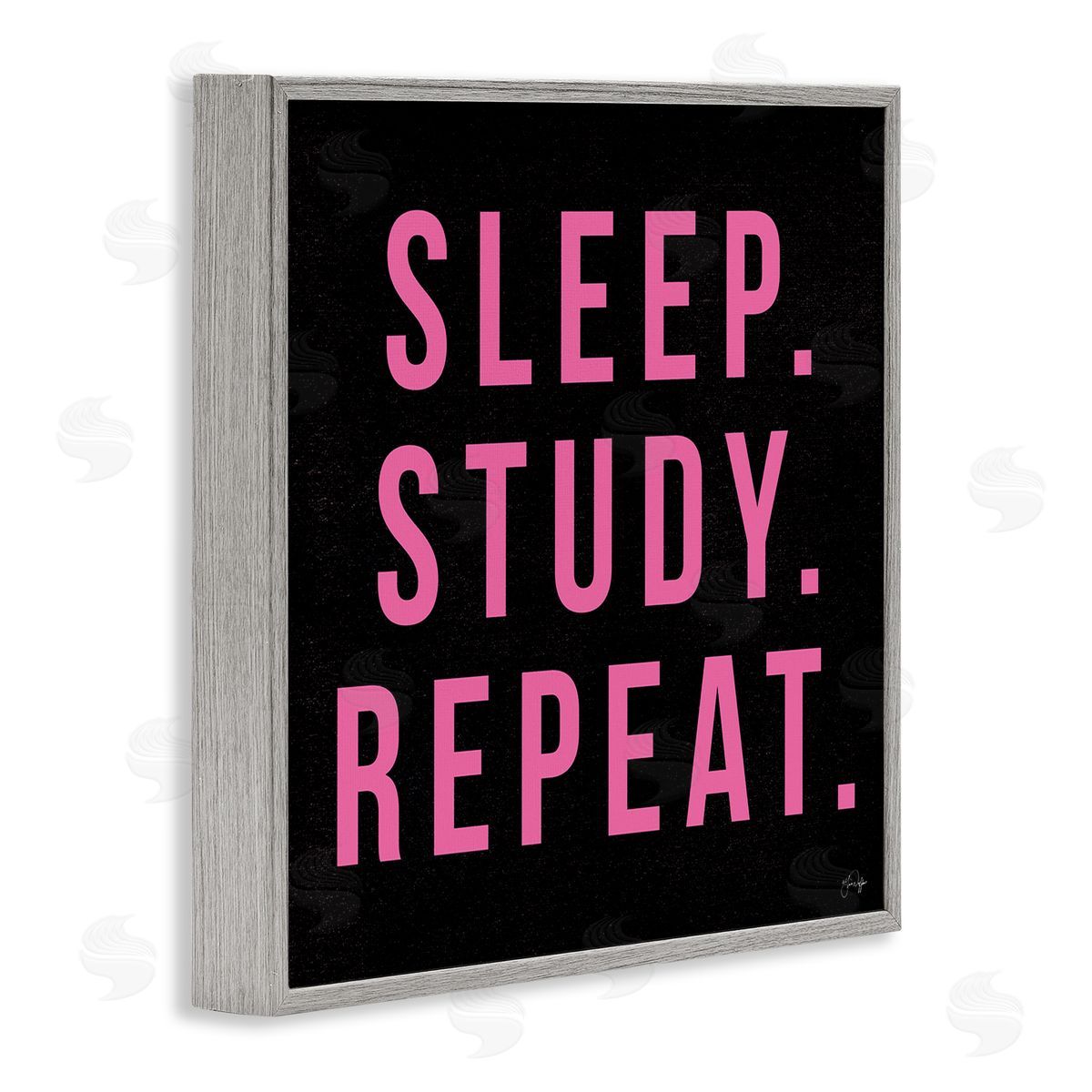 Yass Naffas Designs Sleep Study Repeat Black & Pink Student Typography  Gray Framed Glicee Wall Art Print