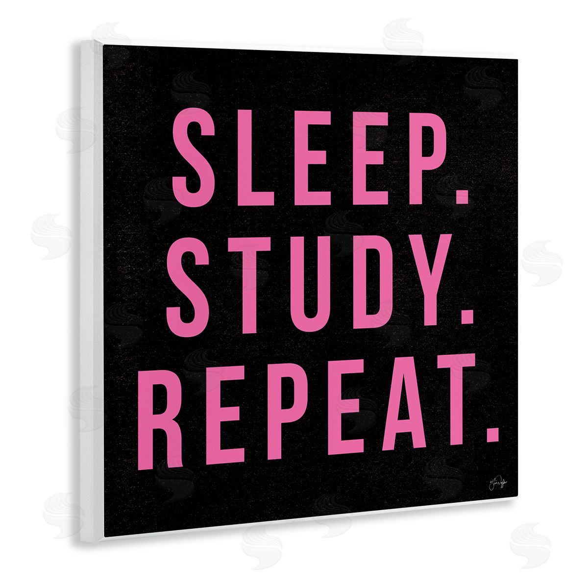 Yass Naffas Designs Sleep Study Repeat Black & Pink Student Typography  Wooden Wall Plaque Art Print
