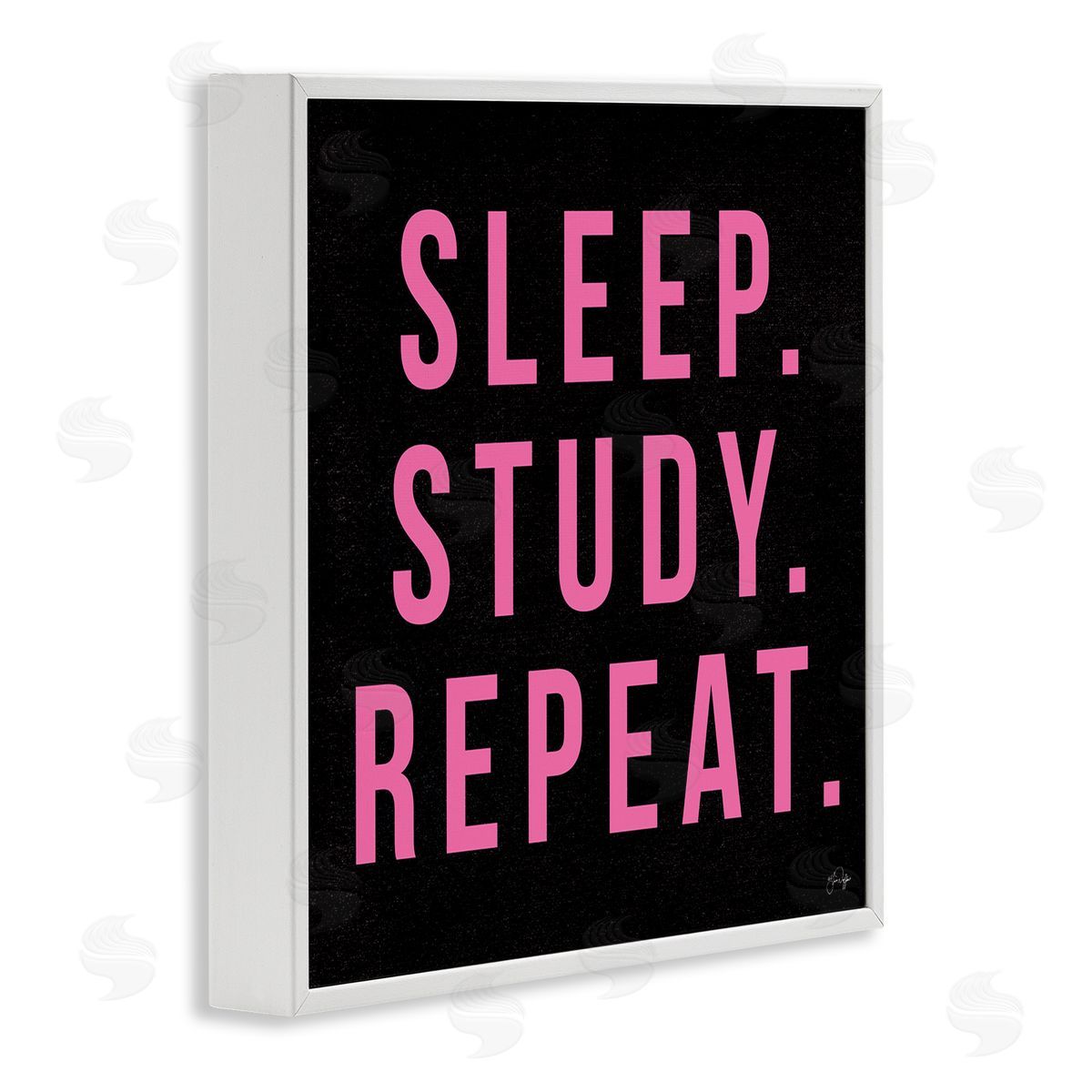 Yass Naffas Designs Sleep Study Repeat Black & Pink Student Typography  White Framed Glicee Wall Art Print