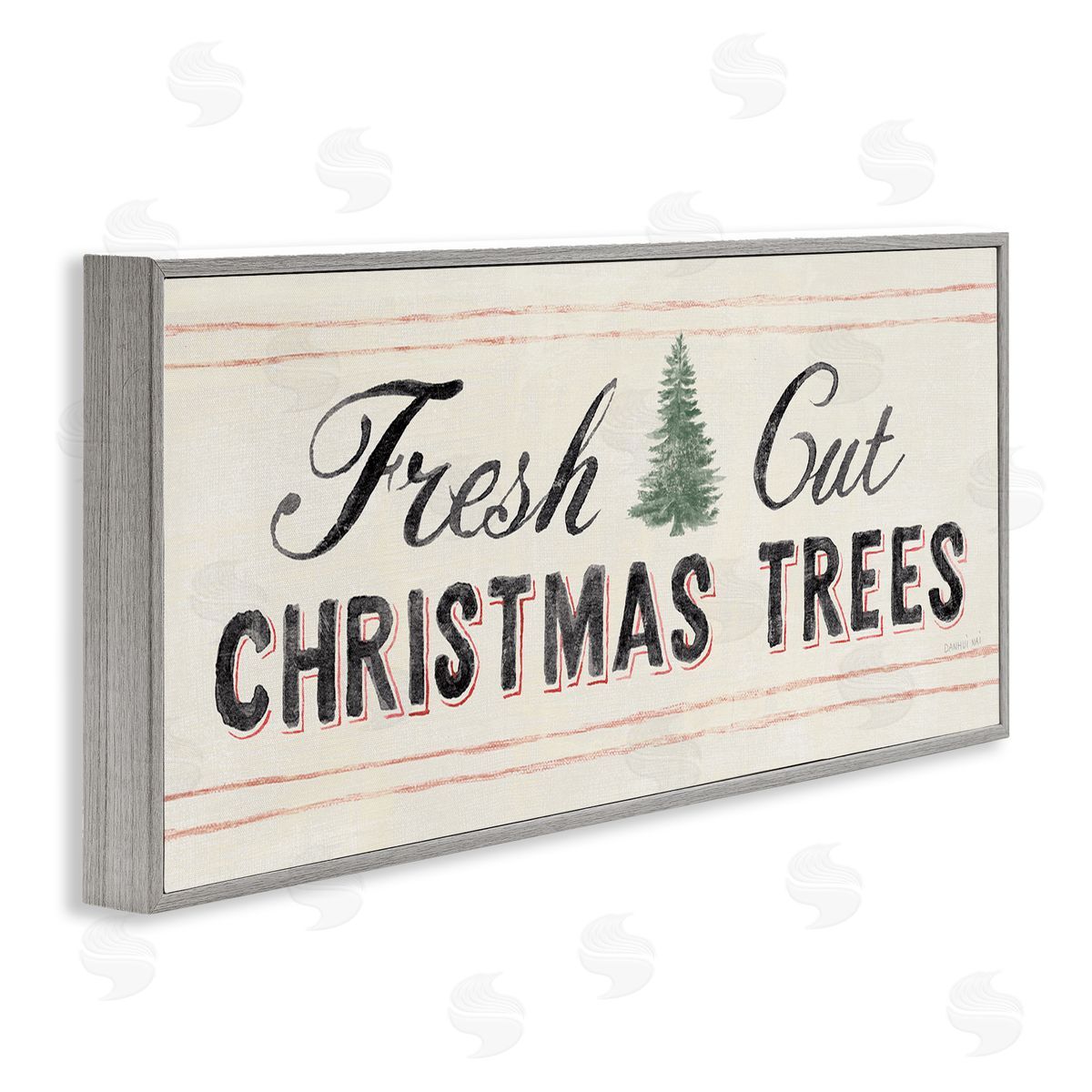 Fresh Cut Christmas Trees Vintage Grey Frame Print Wall Art, Home Decor by Danhui Nai