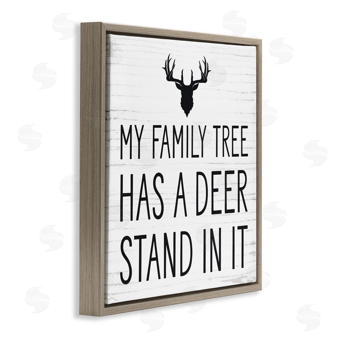 Lettered and Lined Witty Deer Quote Rustic Lodge Antlers Motif  Brown Floating Frame Canvas Wall Art Print