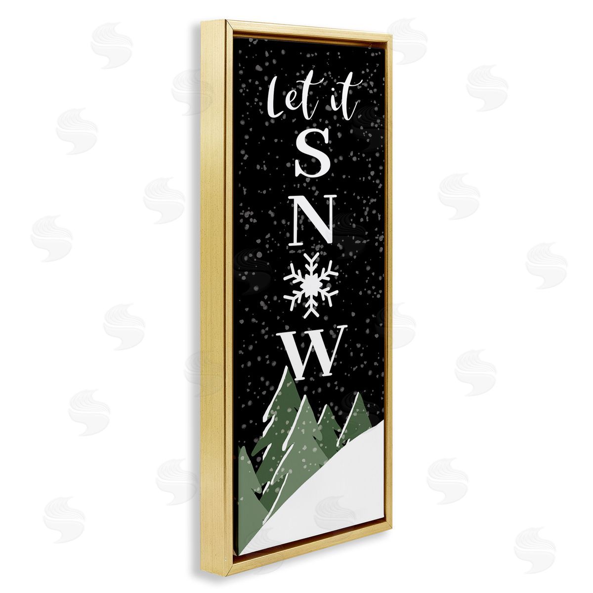 Let It Snow Winter Scene Gold Floating Frame Canvas Wall Art, Home Decor by Susan Ball