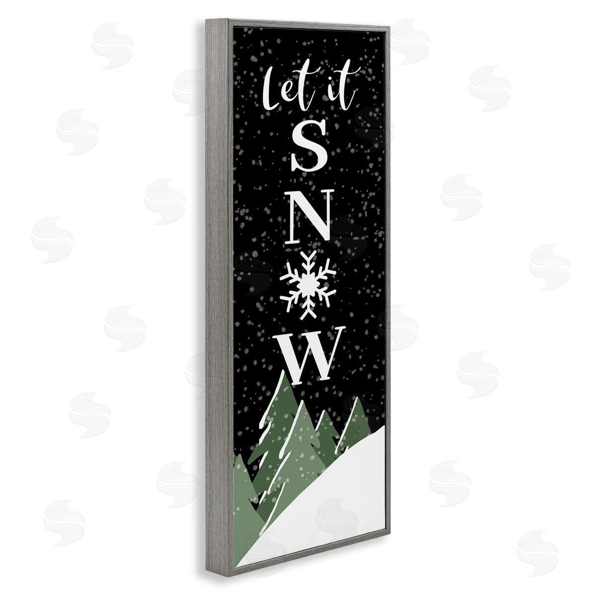 Let It Snow Winter Scene Grey Frame Print Wall Art, Home Decor by Susan Ball