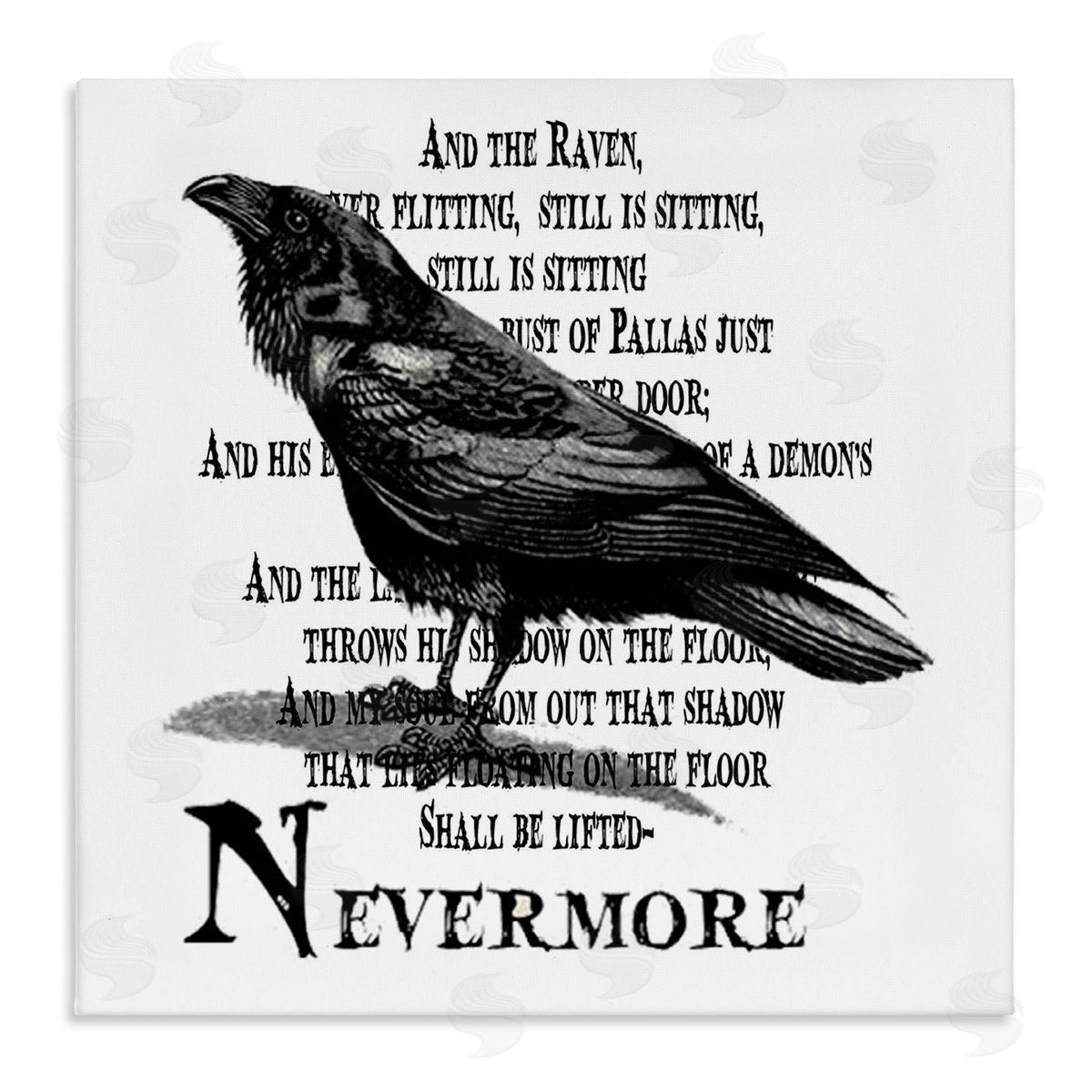 Creepy Halloween Black Crow Raven Canvas Wall Art, Home Decor by Lettered and Lined