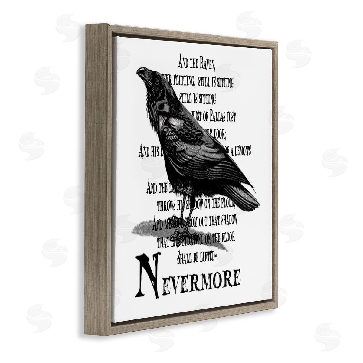 Creepy Halloween Black Crow Raven Brown Floating Frame Canvas Wall Art, Home Decor by Lettered and Lined