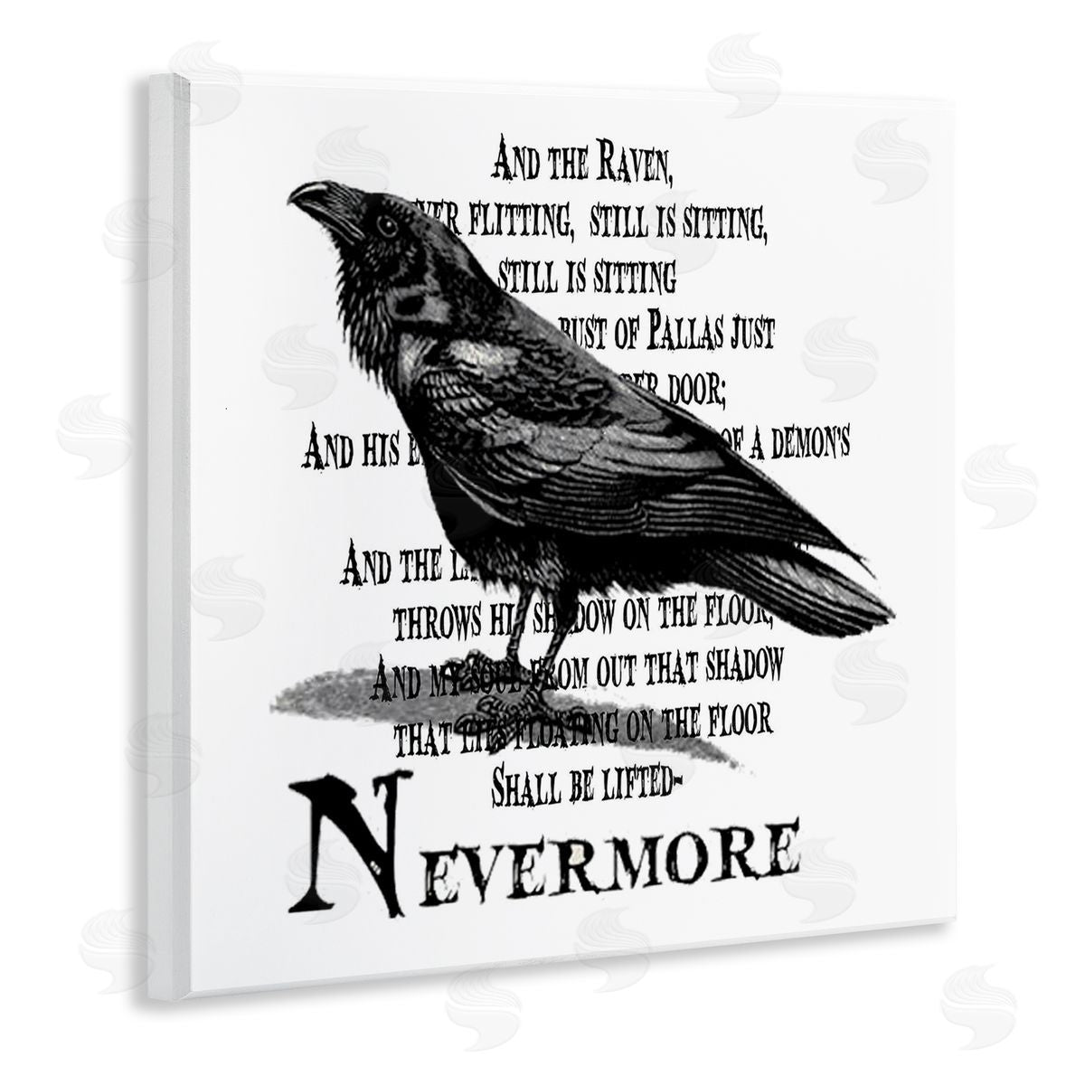 Creepy Halloween Black Crow Raven Wood Plaque Wall Art, Home Decor by Lettered and Lined