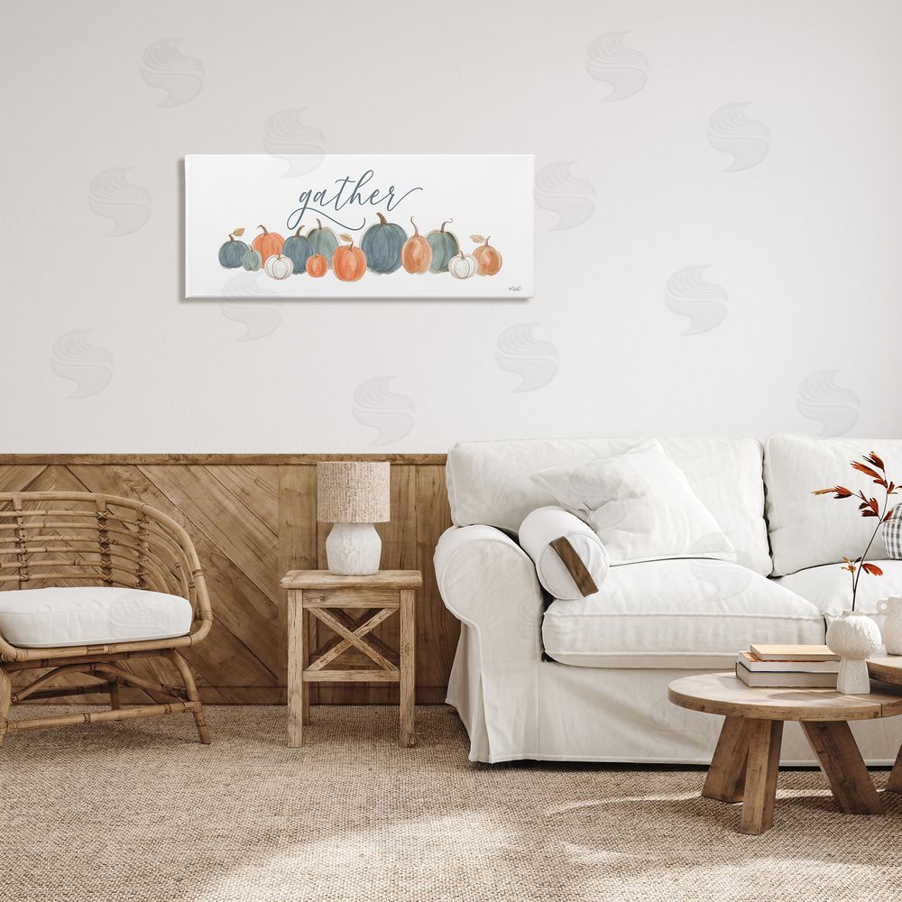 Kate Sherrill Gather Cursive Script Minimal Autumnal Pumpkins Arrangement