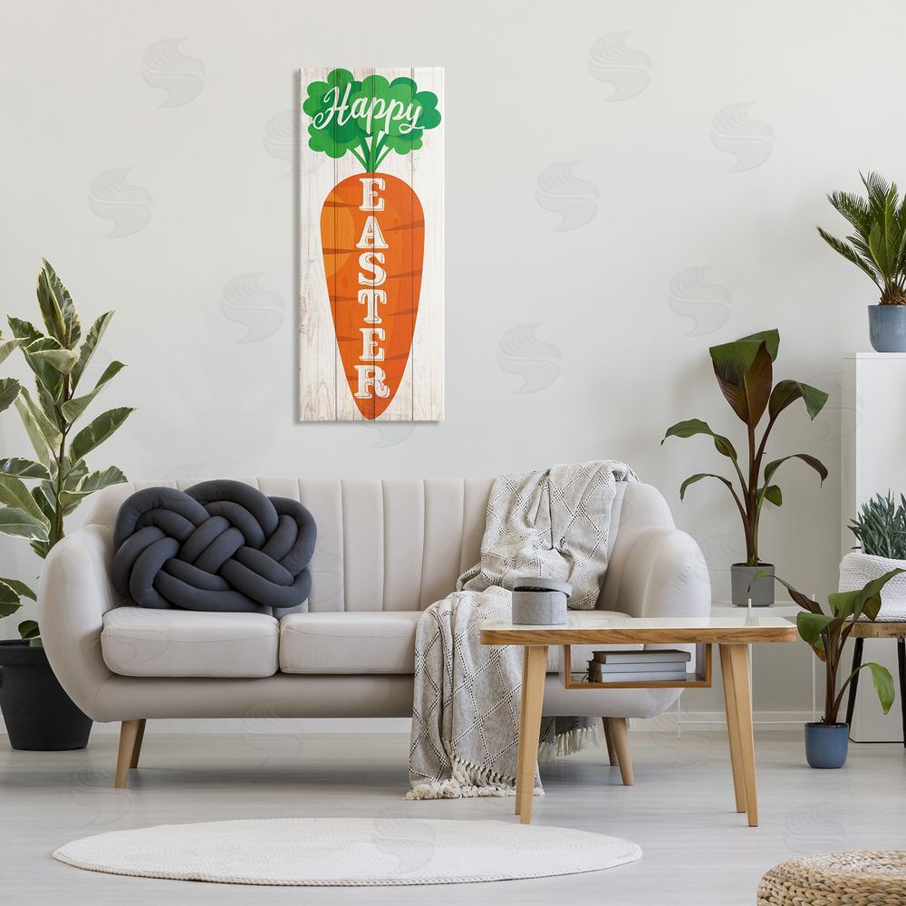 Kim Allen Happy Easter Vertical Rustic Carrot Sign Phrase