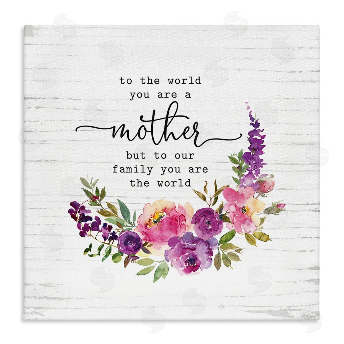 Lettered and Lined Sentimental Mother's Day Flower Quote Watercolor Detail Stretched Canvas Wall Art Print