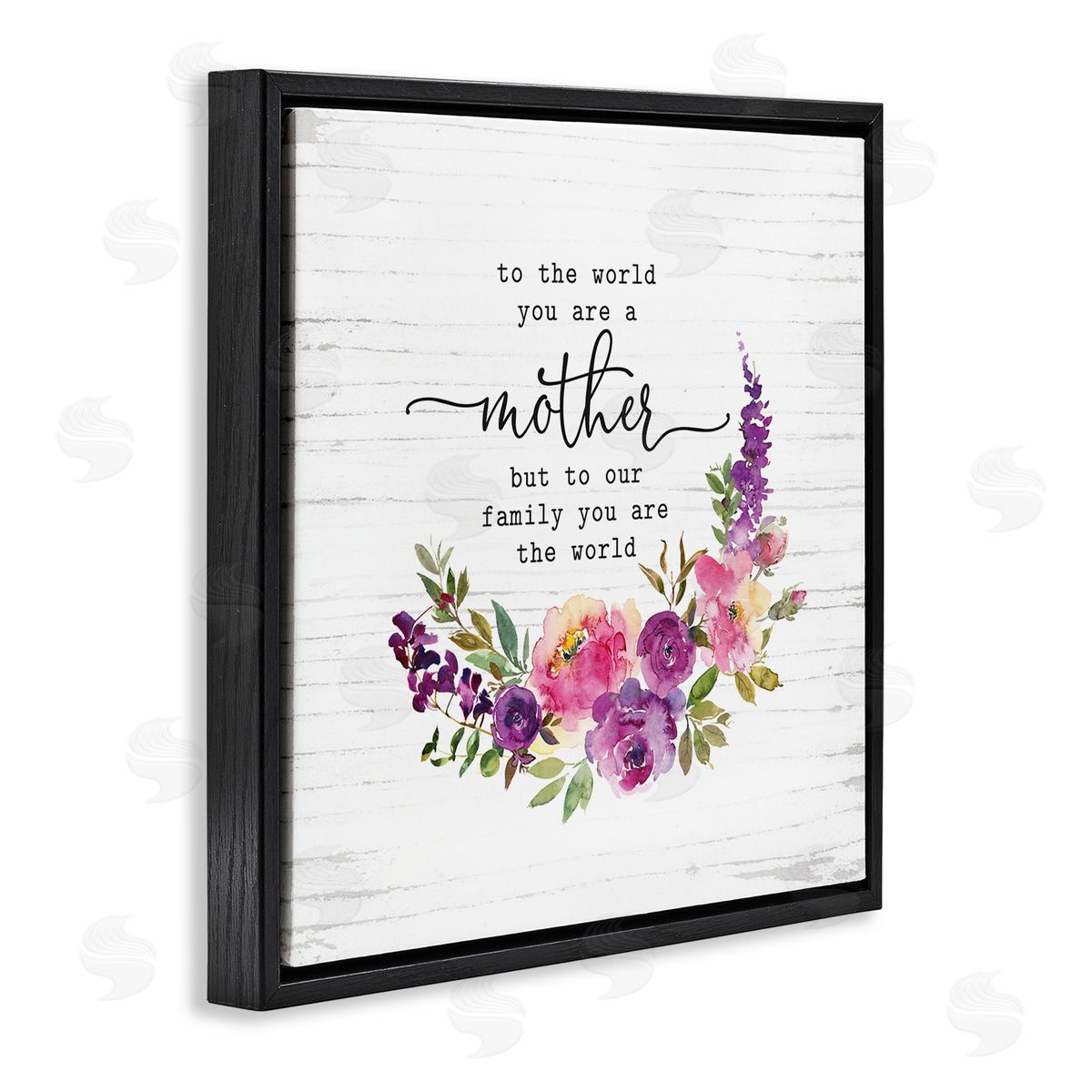 Lettered and Lined Sentimental Mother's Day Flower Quote Watercolor Detail Black Floating Frame Canvas Wall Art Print