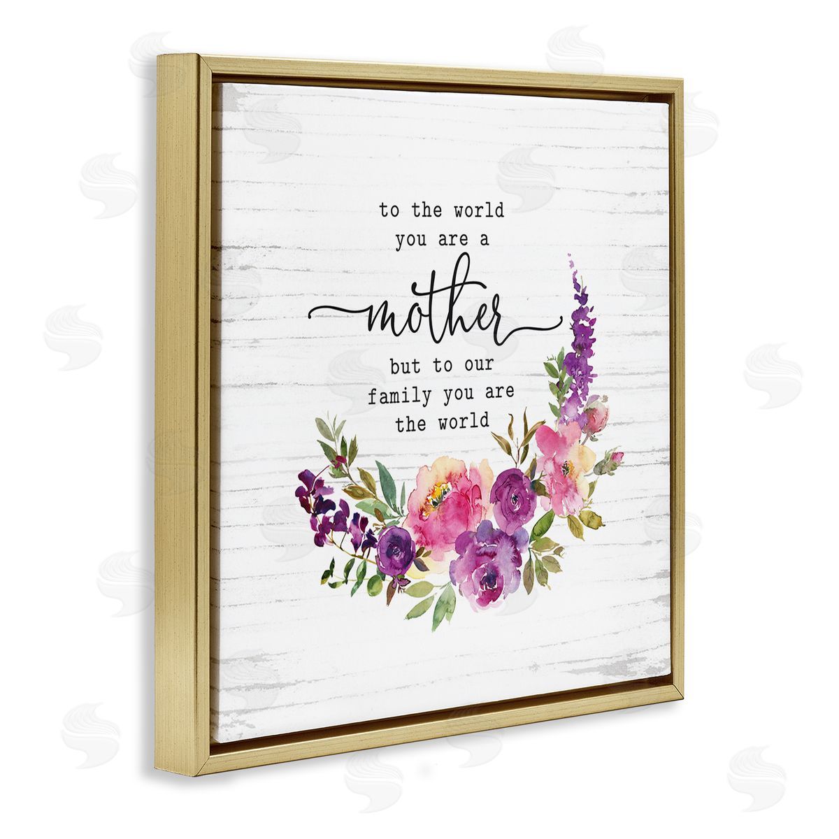Lettered and Lined Sentimental Mother's Day Flower Quote Watercolor Detail Gold Floating Frame Canvas Wall Art Print