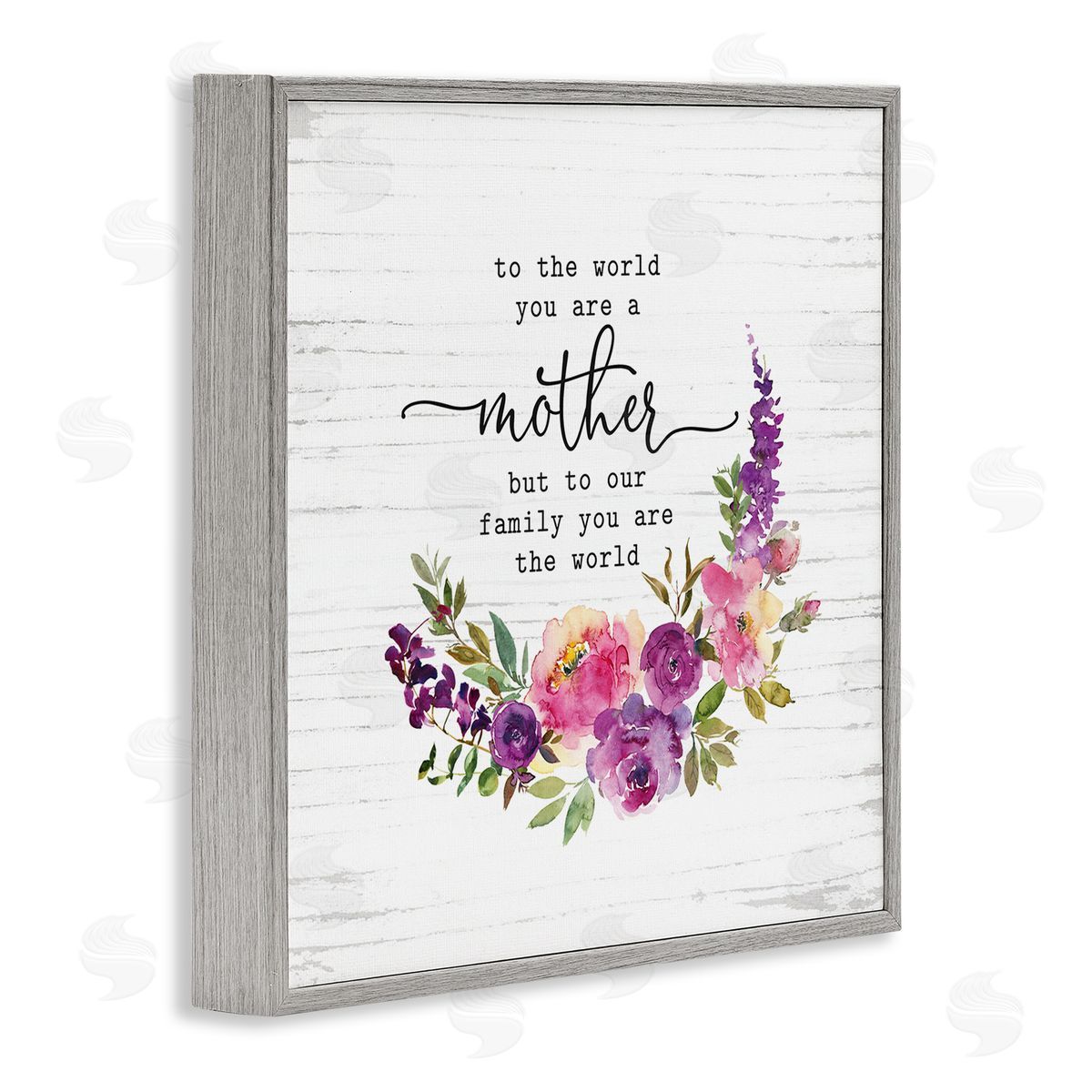 Lettered and Lined Sentimental Mother's Day Flower Quote Watercolor Detail Gray Framed Glicee Wall Art Print