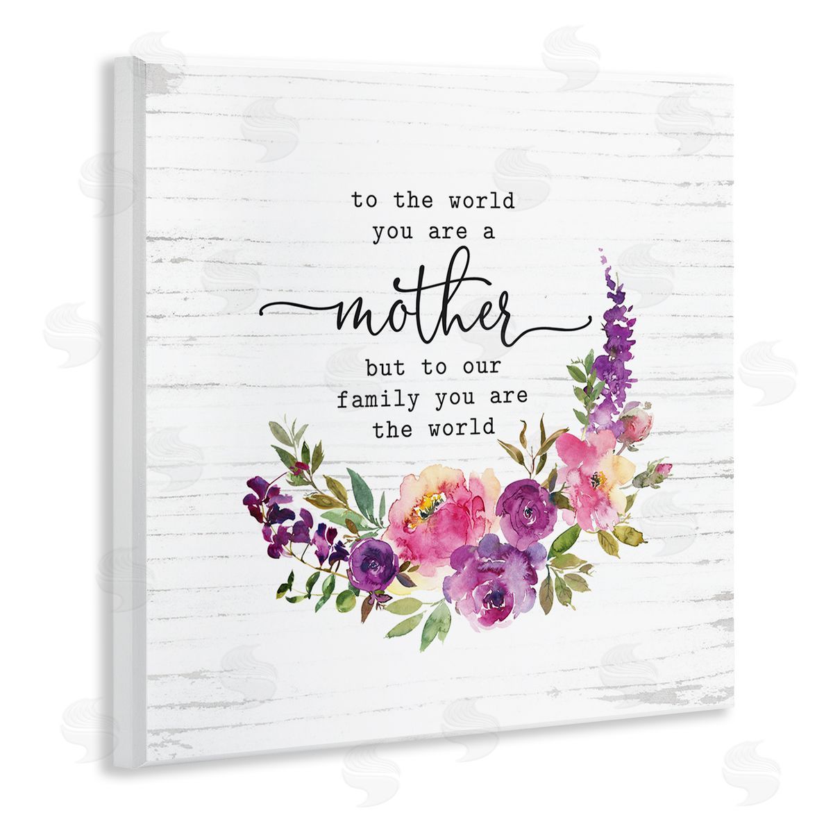 Lettered and Lined Sentimental Mother's Day Flower Quote Watercolor Detail Wooden Wall Plaque Art Print