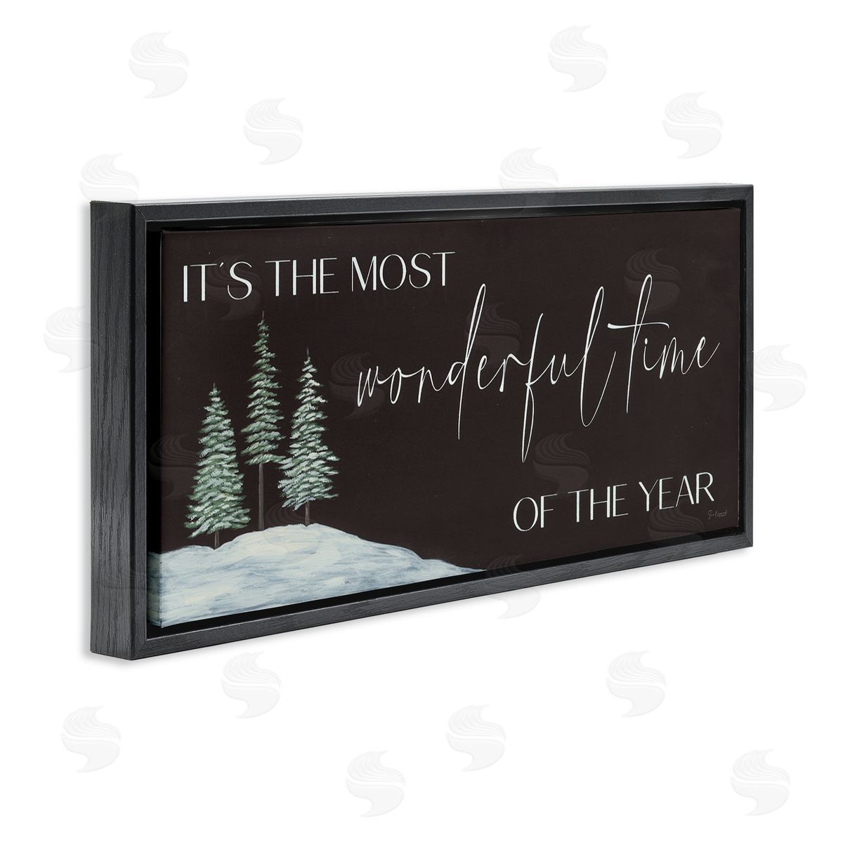 Most Wonderful Time Holiday Phrase Black Floating Frame Canvas Wall Art, Home Decor by Soulspeak & Sawdust
