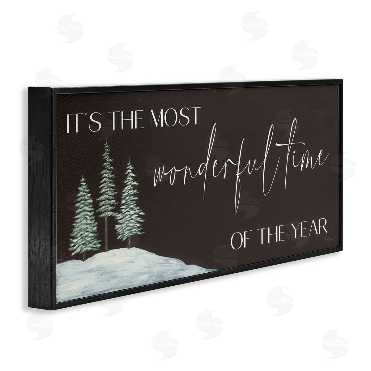 Most Wonderful Time Holiday Phrase Black Frame Print Wall Art, Home Decor by Soulspeak & Sawdust
