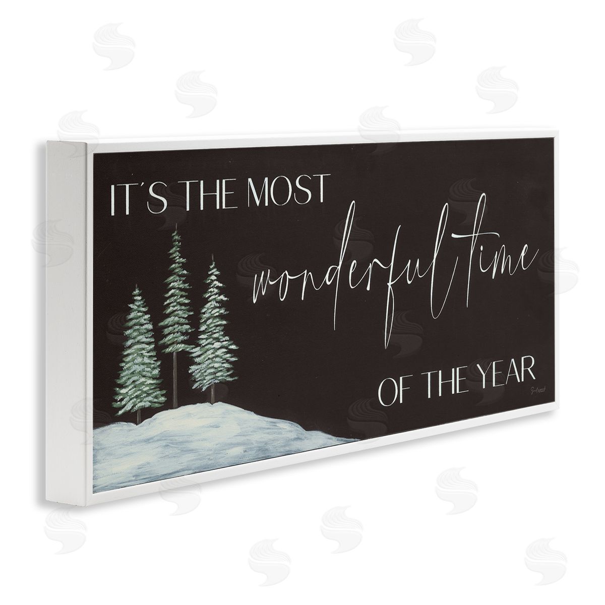 Most Wonderful Time Holiday Phrase White Frame Print Wall Art, Home Decor by Soulspeak & Sawdust