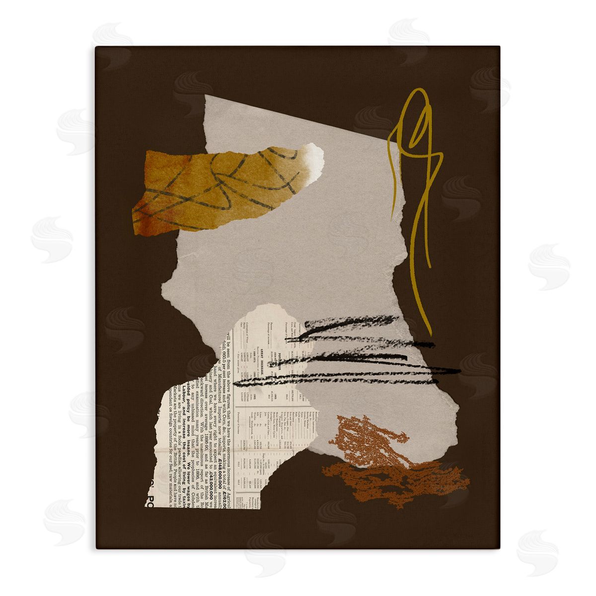 Melissa Wang Modern d Shapes Abstract Layered Scribble Lines  Stretched Canvas Wall Art Print