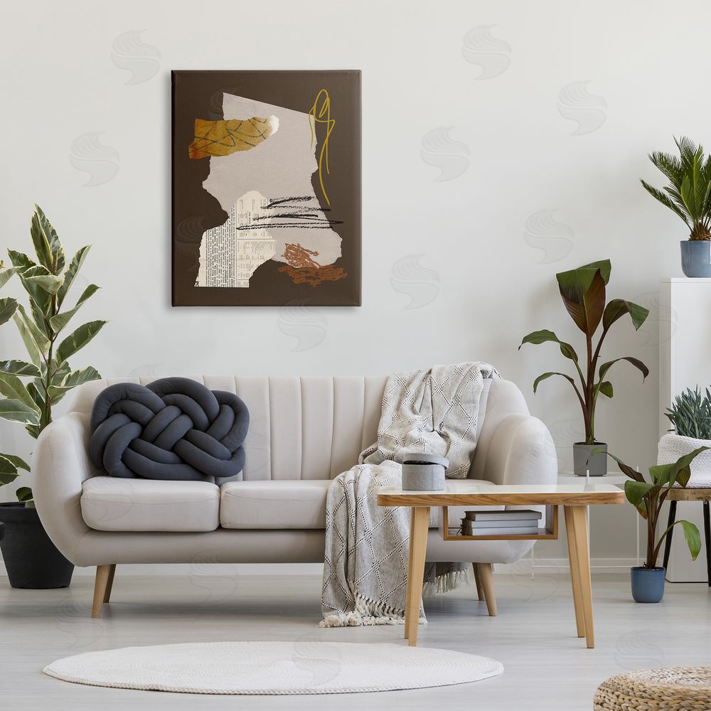 Melissa Wang Modern d Shapes Abstract Layered Scribble Lines  Canvas Wall Art Print in Room