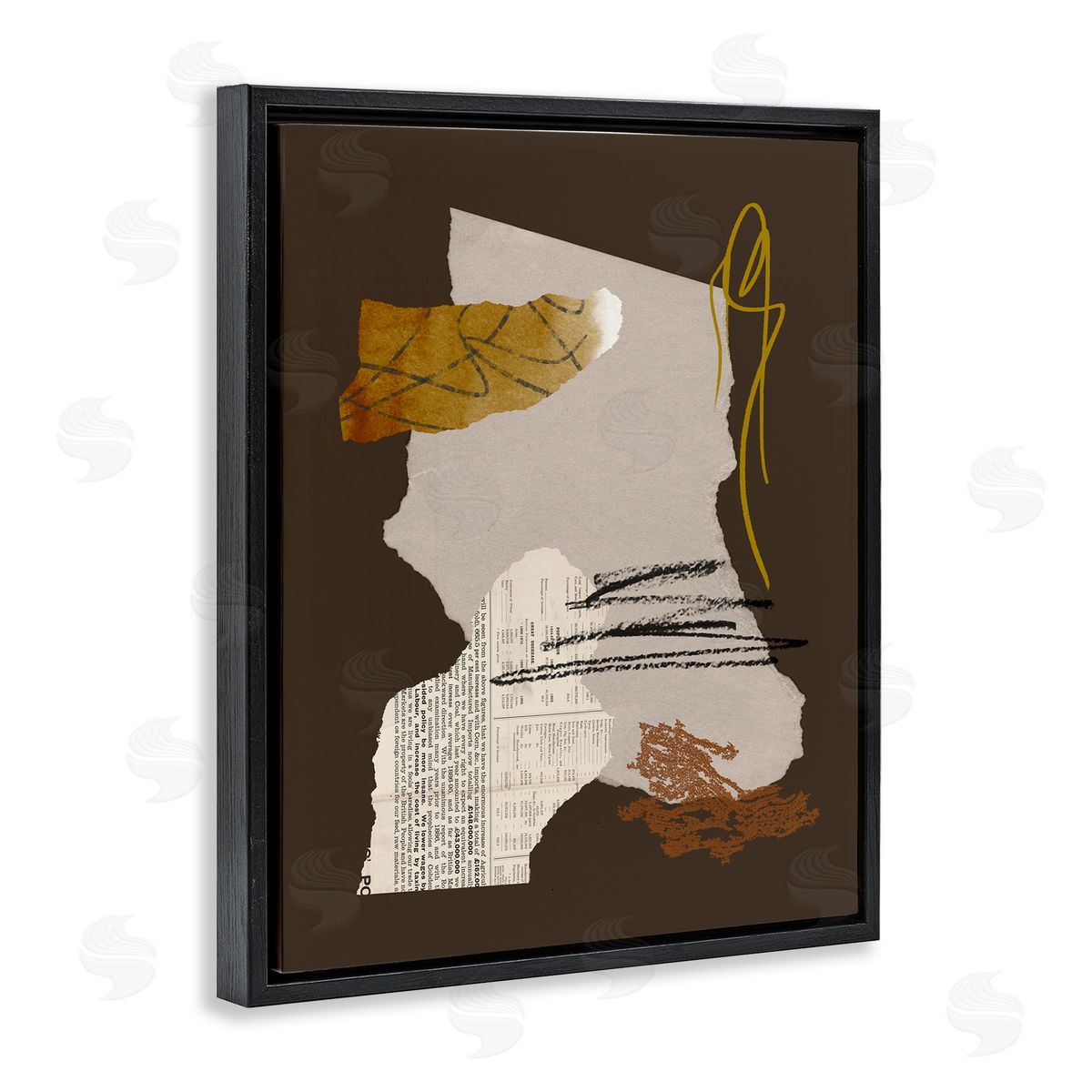 Melissa Wang Modern d Shapes Abstract Layered Scribble Lines  Black Floating Frame Canvas Wall Art Print