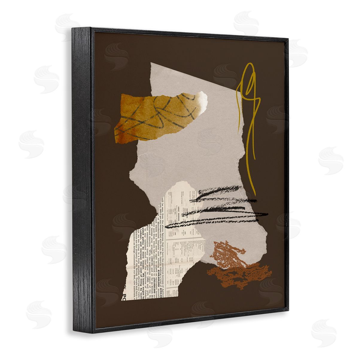 Melissa Wang Modern d Shapes Abstract Layered Scribble Lines  Black Framed Giclee Wall Art Print