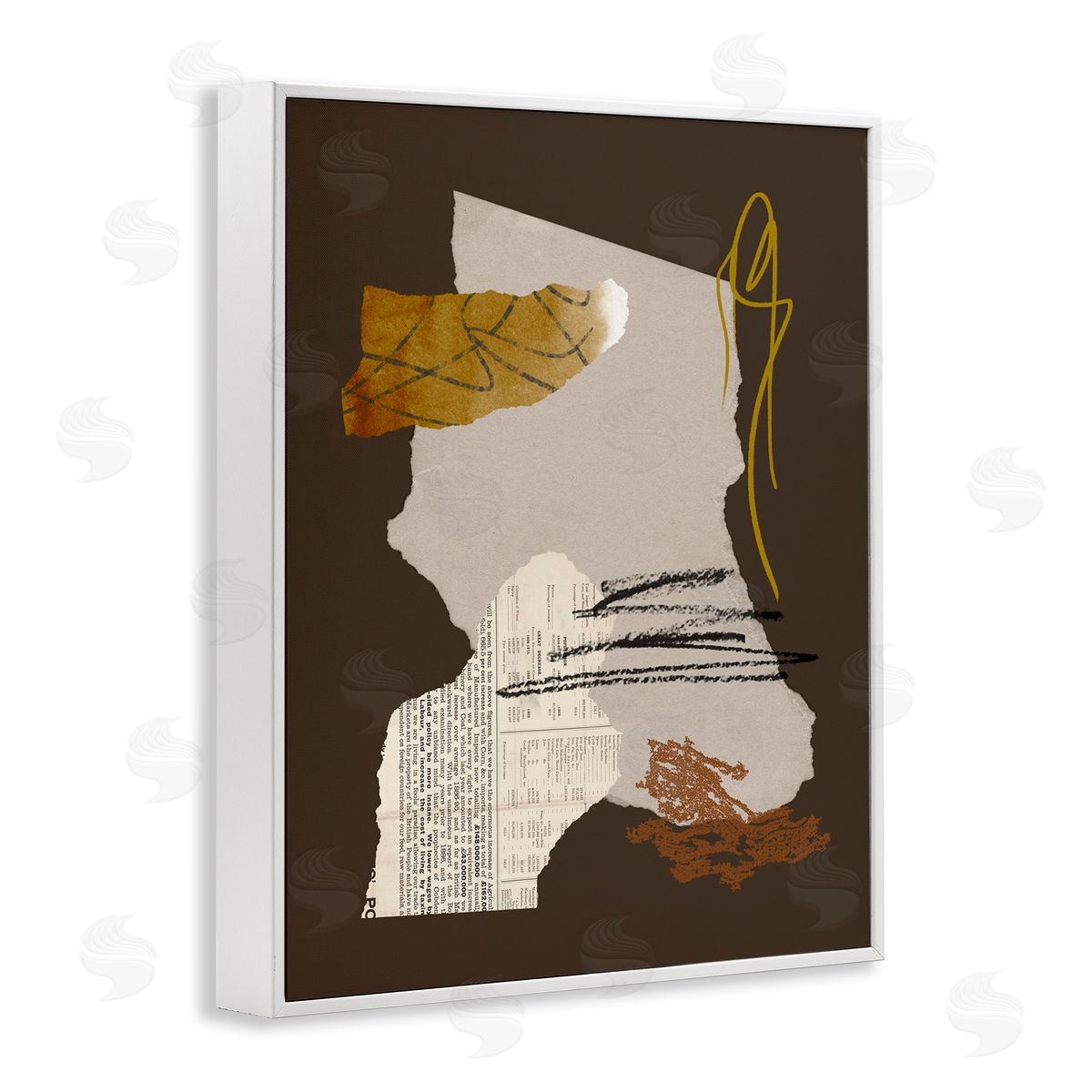 Melissa Wang Modern d Shapes Abstract Layered Scribble Lines  White Framed Giclee Wall Art Print