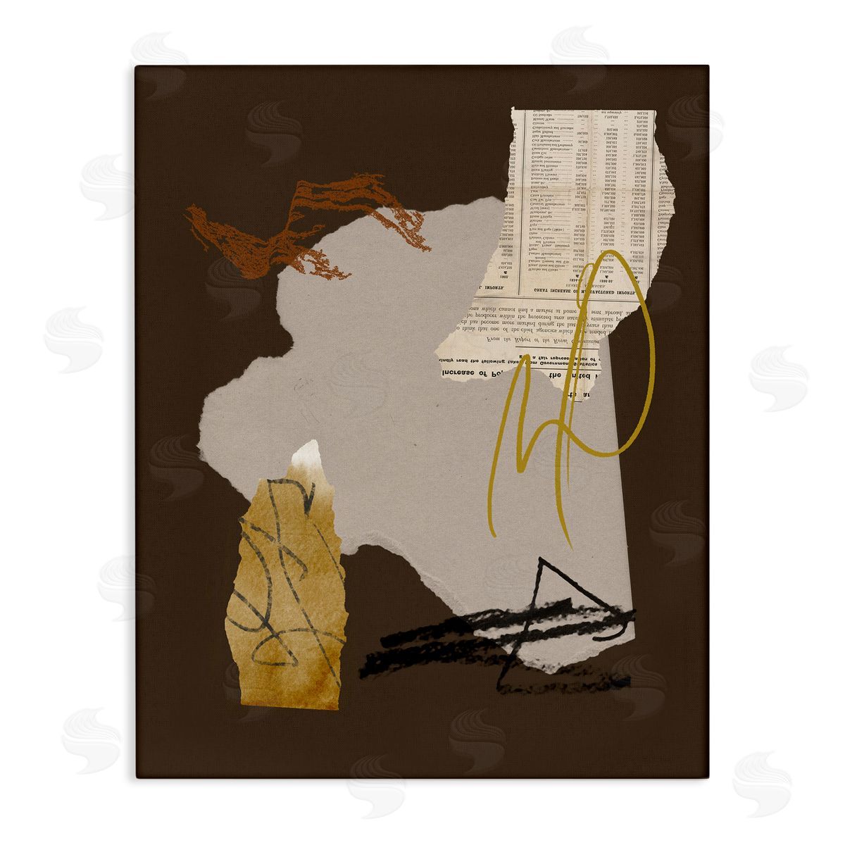 Melissa Wang Abstract Layered Paper Clippings Modern Stretched Canvas Wall Art Print