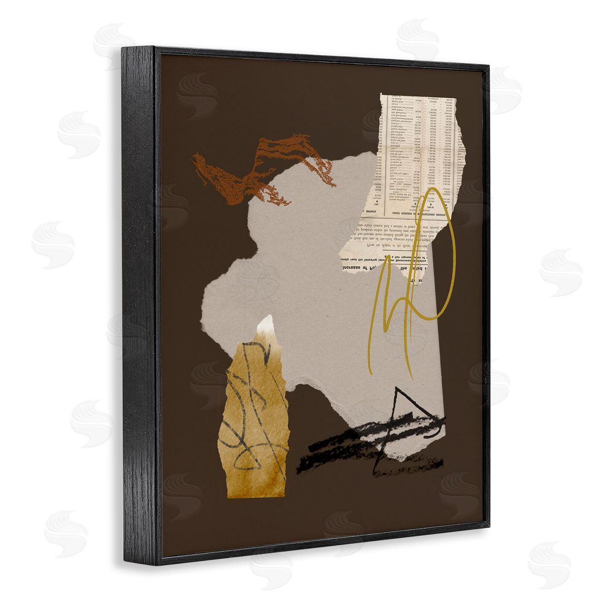 Melissa Wang Abstract Layered Paper Clippings Modern Black Framed Giclee Wall Art Print