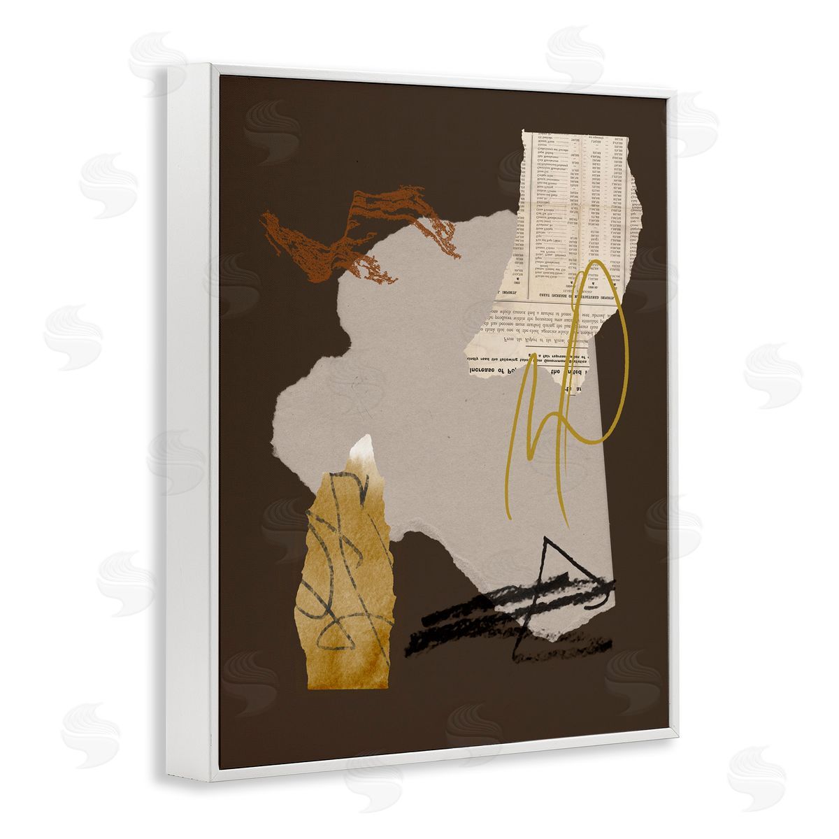 Melissa Wang Abstract Layered Paper Clippings Modern White Framed Giclee Wall Art Print