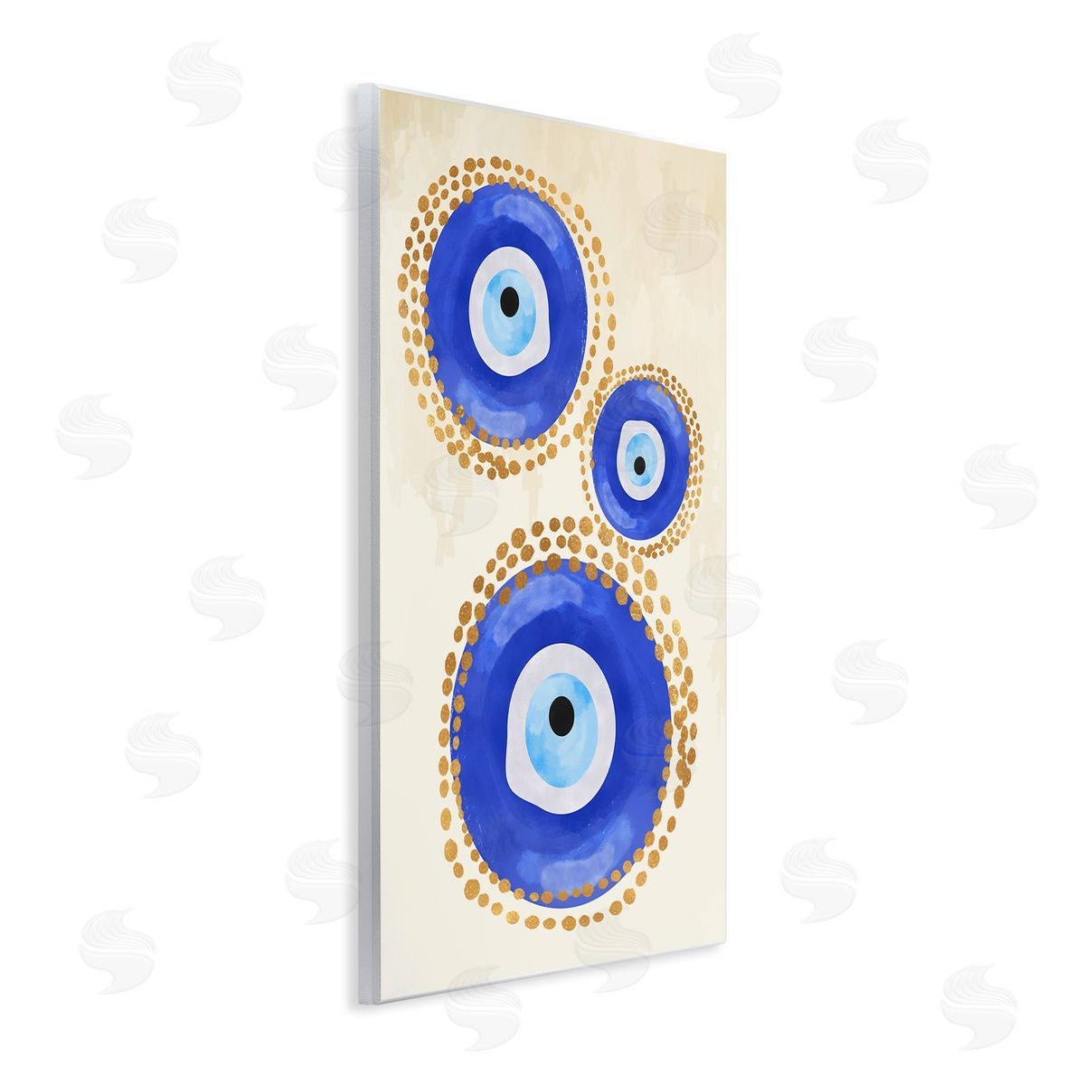 Round Blue Evil Eye Pattern Wood Plaque Wall Art, Home Decor by Two Smart Blondes