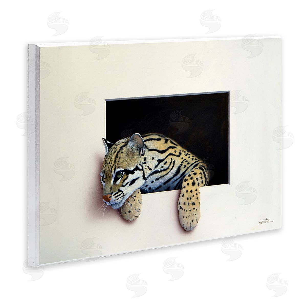 Alan Weston Wildlife Ocelot Resting Paws Cutout Illusion Wall Plaque Art Print