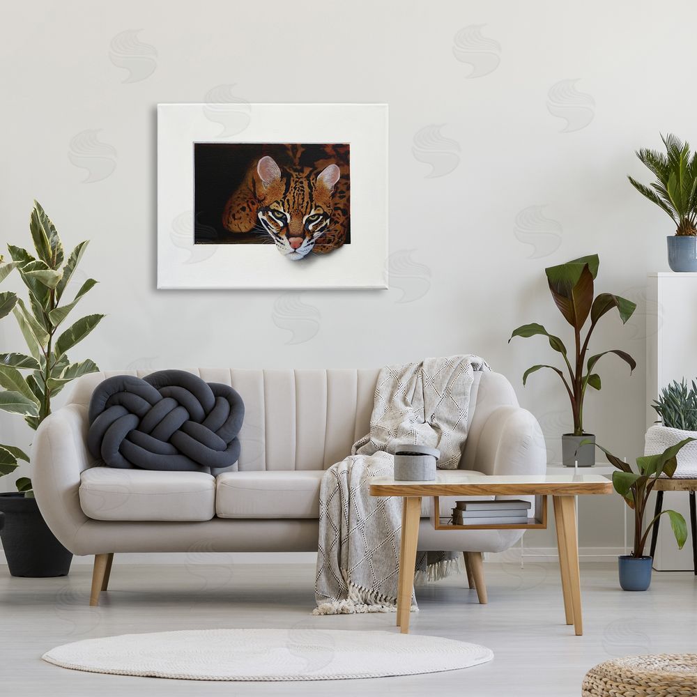 Alan Weston Menacing Cheetah Glaring Jungle Cat Obscure Painting Canvas Wall Art Print in Room