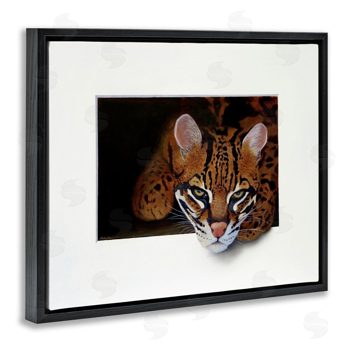 Alan Weston Menacing Cheetah Glaring Jungle Cat Obscure Painting Black Floating Frame Canvas Wall Art Print