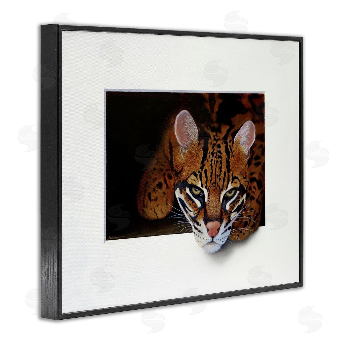 Alan Weston Menacing Cheetah Glaring Jungle Cat Obscure Painting Black Framed Giclee Wall Art Print