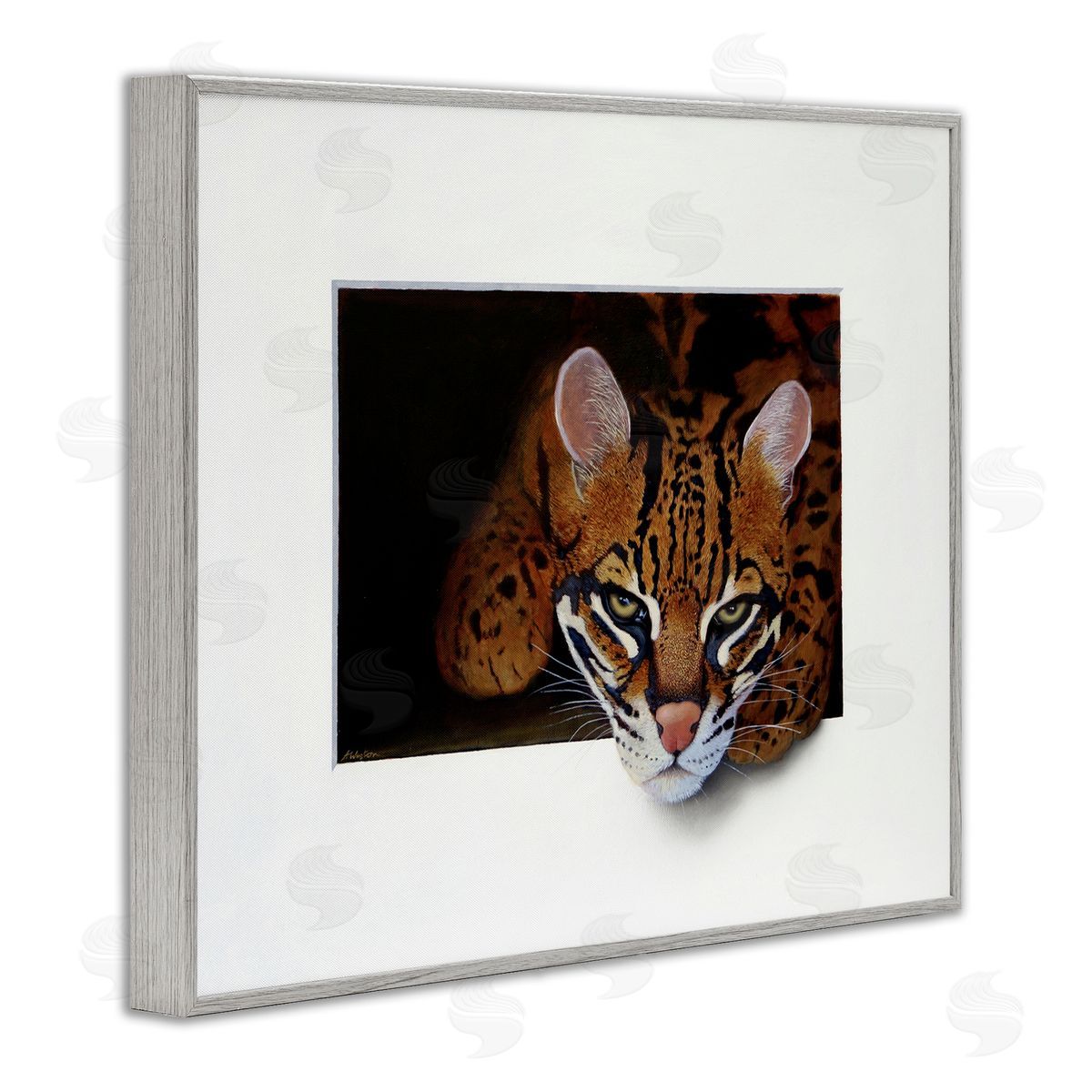Alan Weston Menacing Cheetah Glaring Jungle Cat Obscure Painting Gray Framed Giclee Wall Art Print