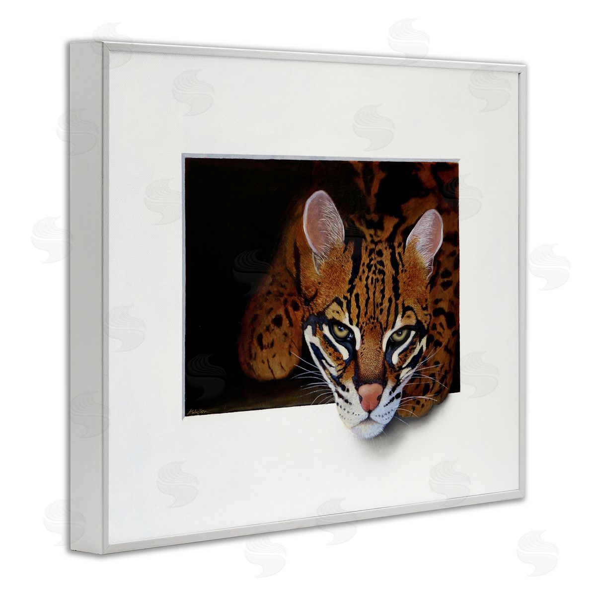 Alan Weston Menacing Cheetah Glaring Jungle Cat Obscure Painting White Framed Giclee Wall Art Print