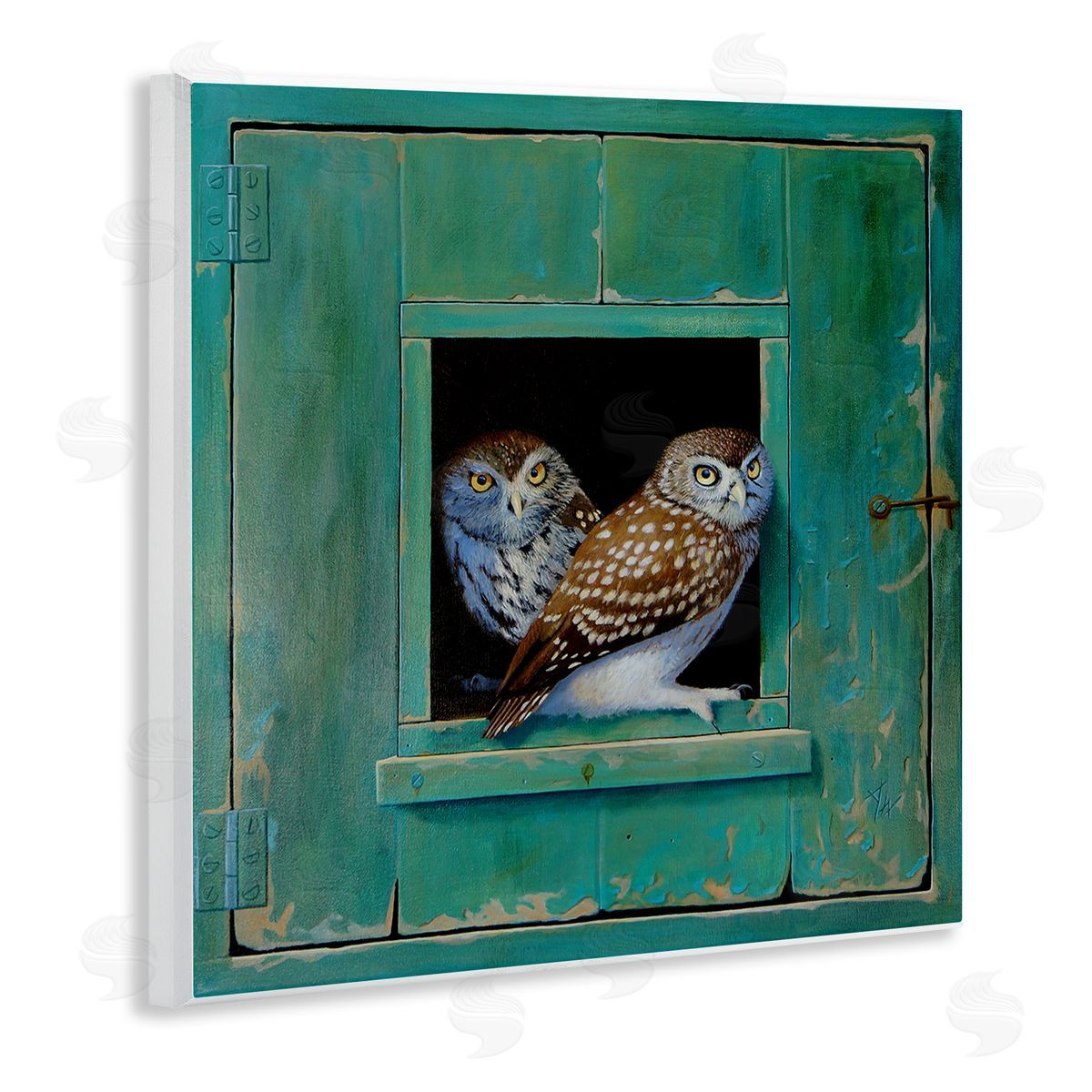 Spotted Owls Perched Ledge Wood Plaque Wall Art, Home Decor by Alan Weston
