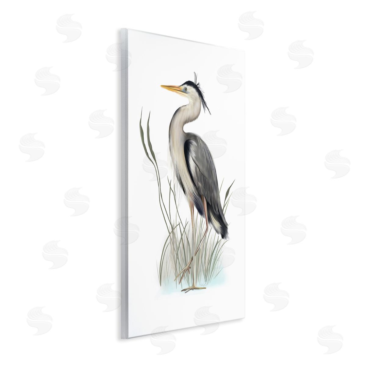 Studio Q Peaceful Heron Bird Standing Amidst Wild Grass Wall Plaque Art Print