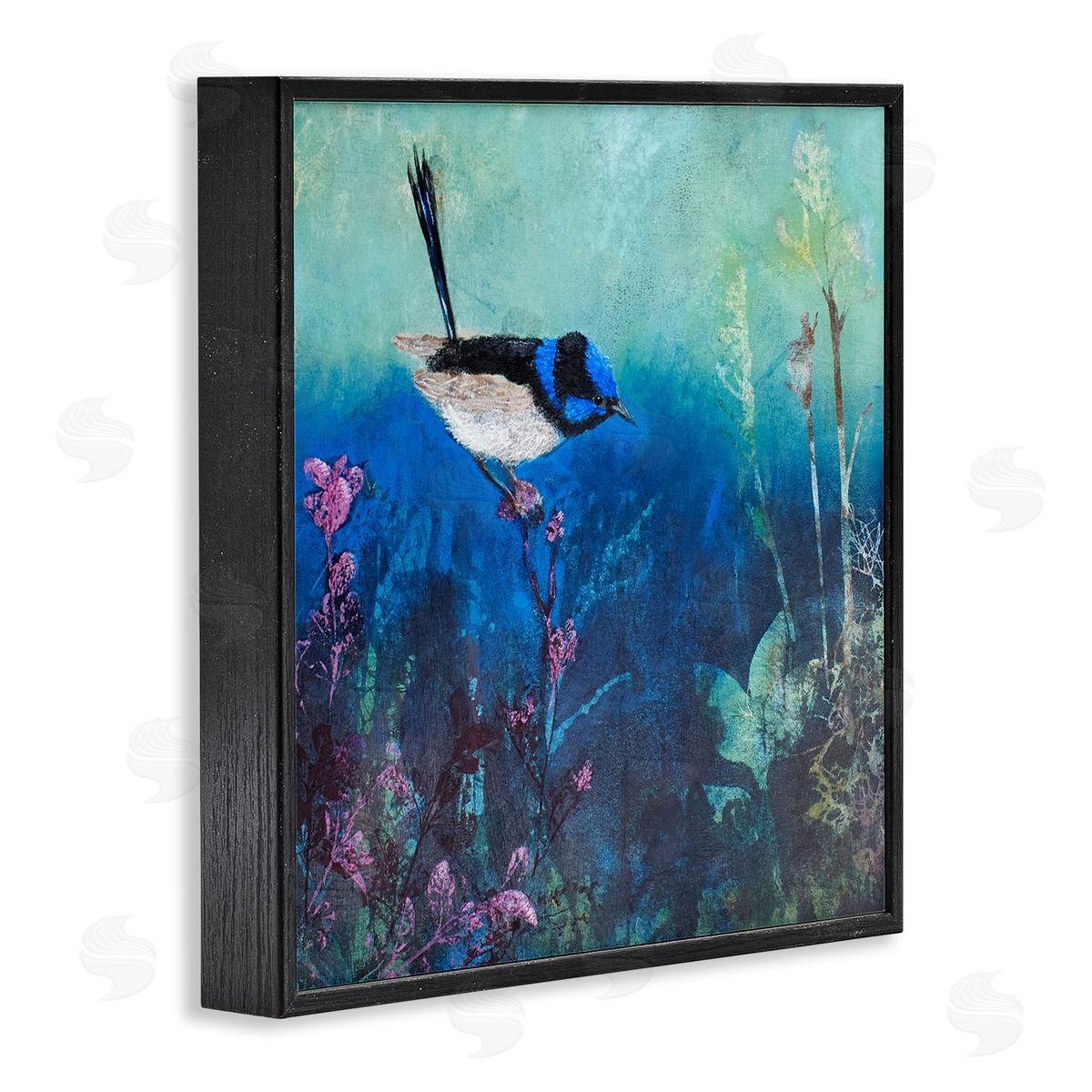 Trudy Rice Blue Bird Perched Sea Life Coral Underwater Scene Black Framed Glicee Wall Art Print